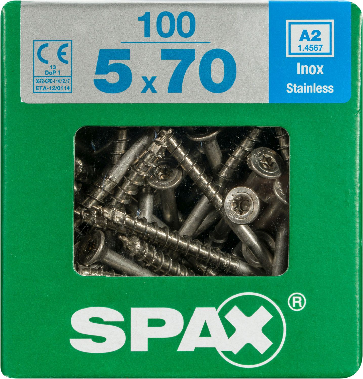 PLANA SPAX T-STAR PLUS T20 A2 INOXIDABLE XL 100 UD.