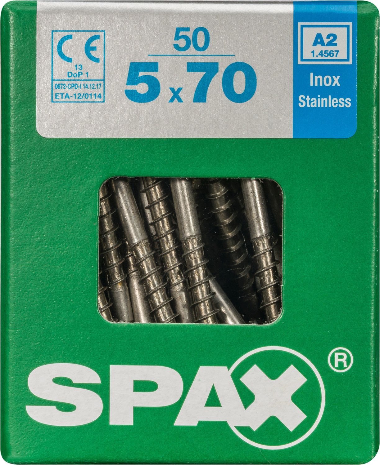 PLANA SPAX T-STAR PLUS T20 A2 INOXIDABLE L 50 UD.
