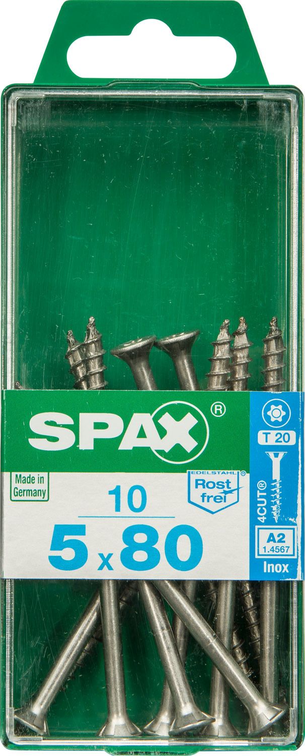 PLANA SPAX T-STAR PLUS T20 A2 INOXIDABLE M 10 UD.
