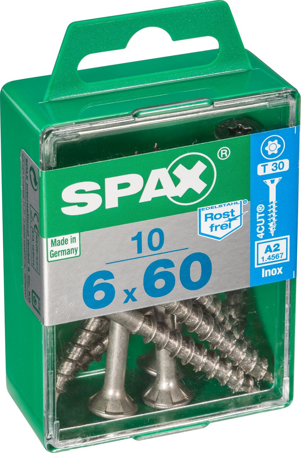 PLANA SPAX T-STAR PLUS T30 A2 INOXIDABLE M 10 UD.