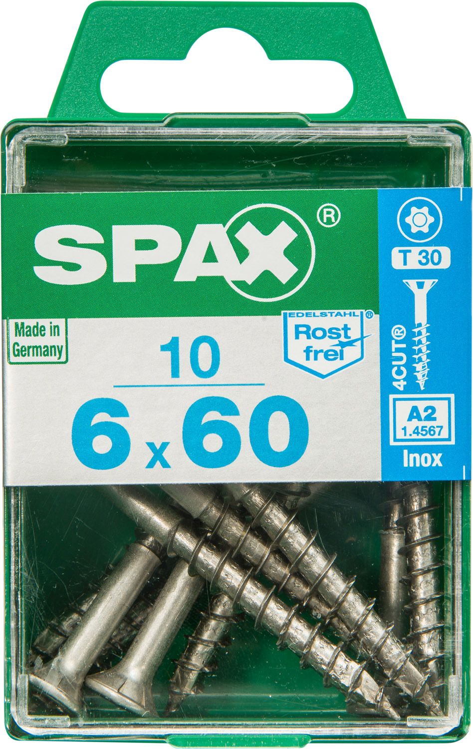 PLANA SPAX T-STAR PLUS T30 A2 INOXIDABLE M 10 UD.