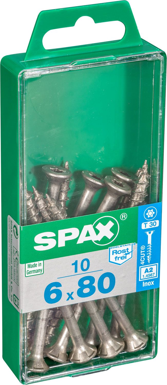 PLANA SPAX T-STAR PLUS T30 A2 INOXIDABLE M 10 UD.