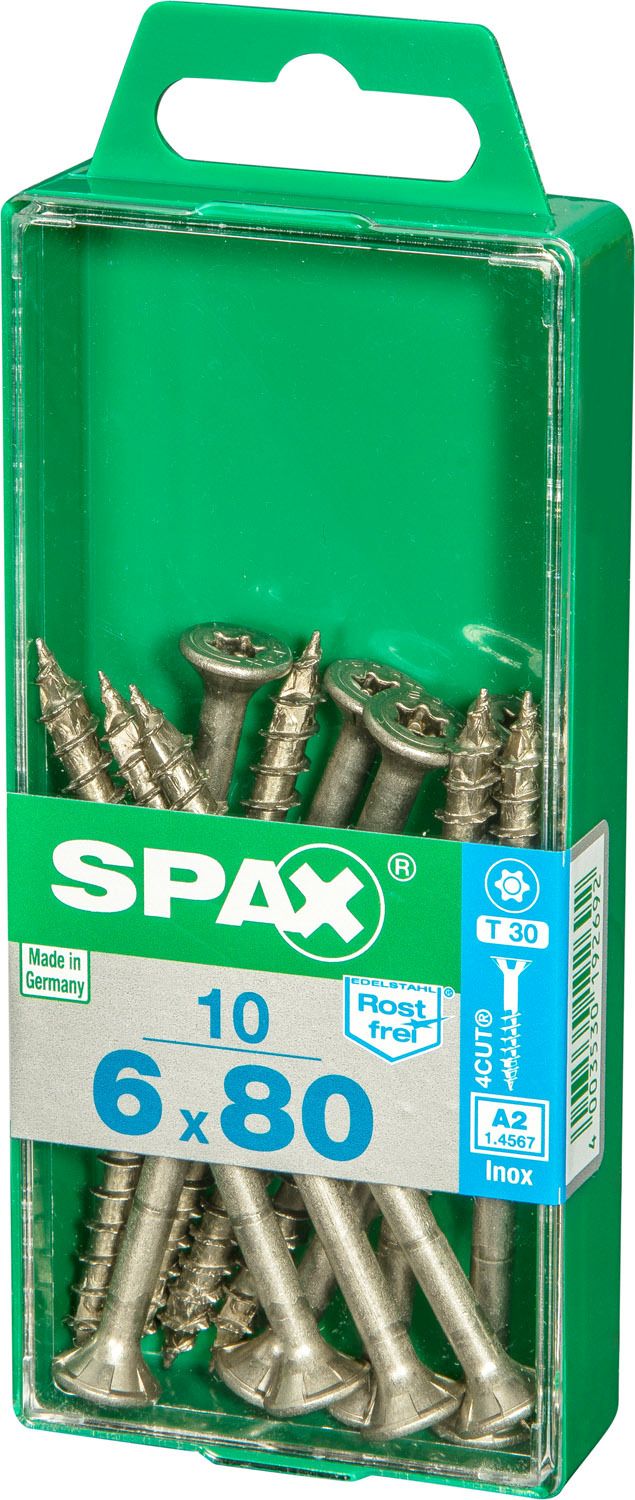 PLANA SPAX T-STAR PLUS T30 A2 INOXIDABLE M 10 UD.