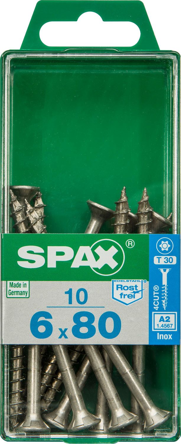 PLANA SPAX T-STAR PLUS T30 A2 INOXIDABLE M 10 UD.