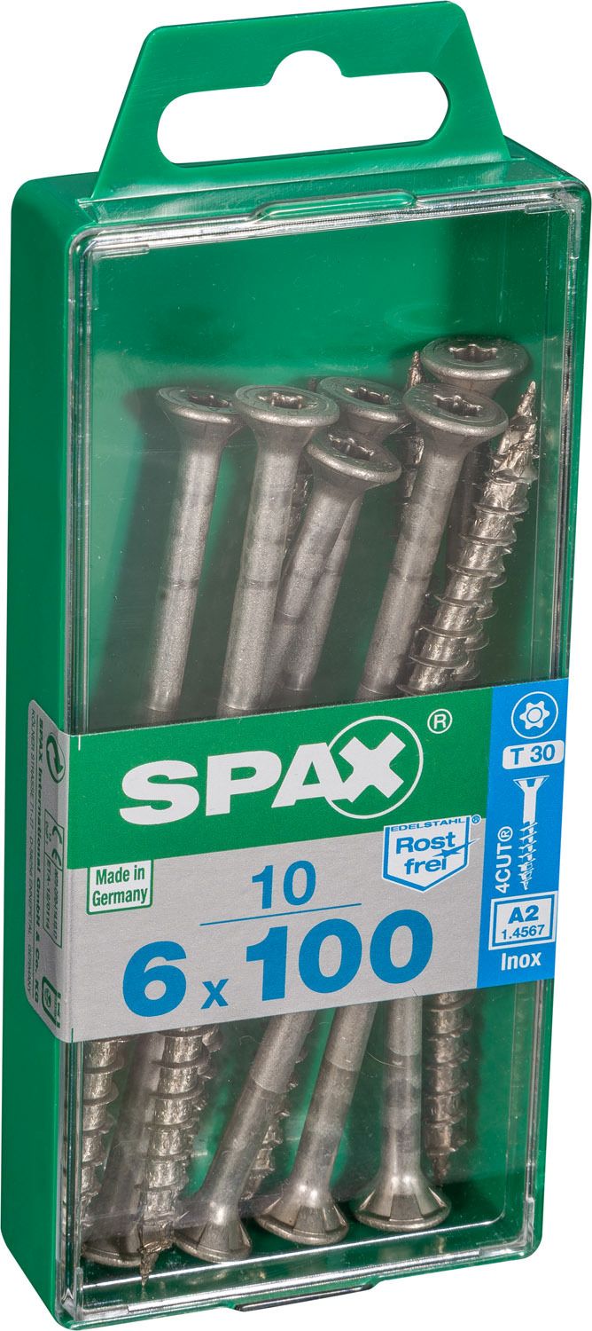 PLANA SPAX T-STAR PLUS T30 A2 INOXIDABLE M 10 UD.