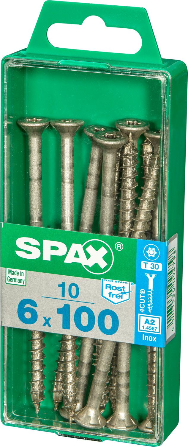 PLANA SPAX T-STAR PLUS T30 A2 INOXIDABLE M 10 UD.