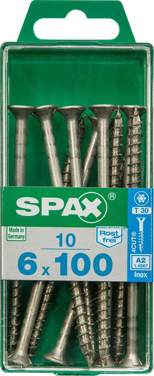PLANA SPAX T-STAR PLUS T30 A2 INOXIDABLE M 10 UD.