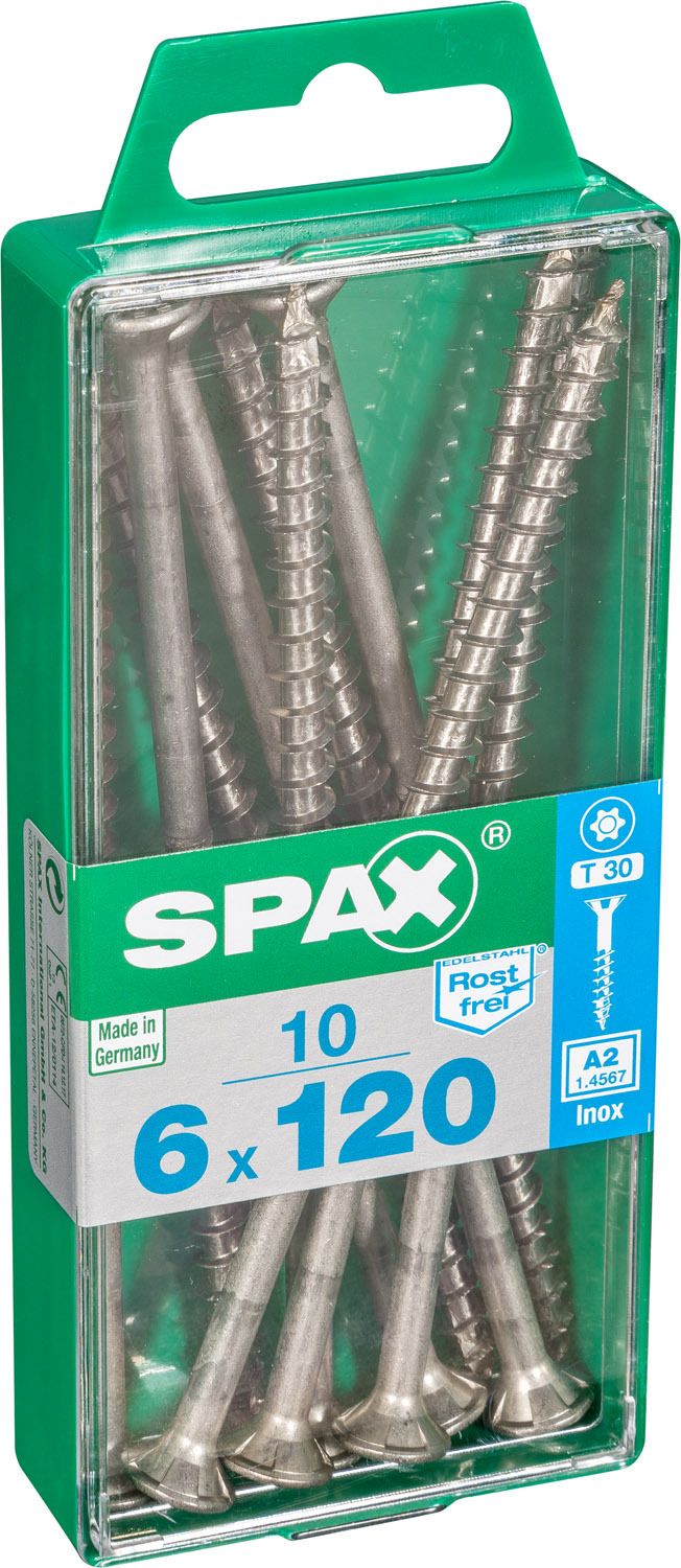 PLANA SPAX T-STAR PLUS T30 A2 INOXIDABLE M 10 UD.