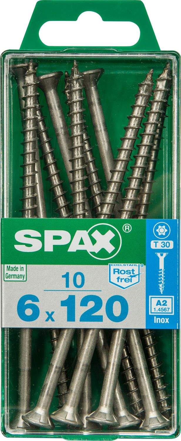 PLANA SPAX T-STAR PLUS T30 A2 INOXIDABLE M 10 UD.