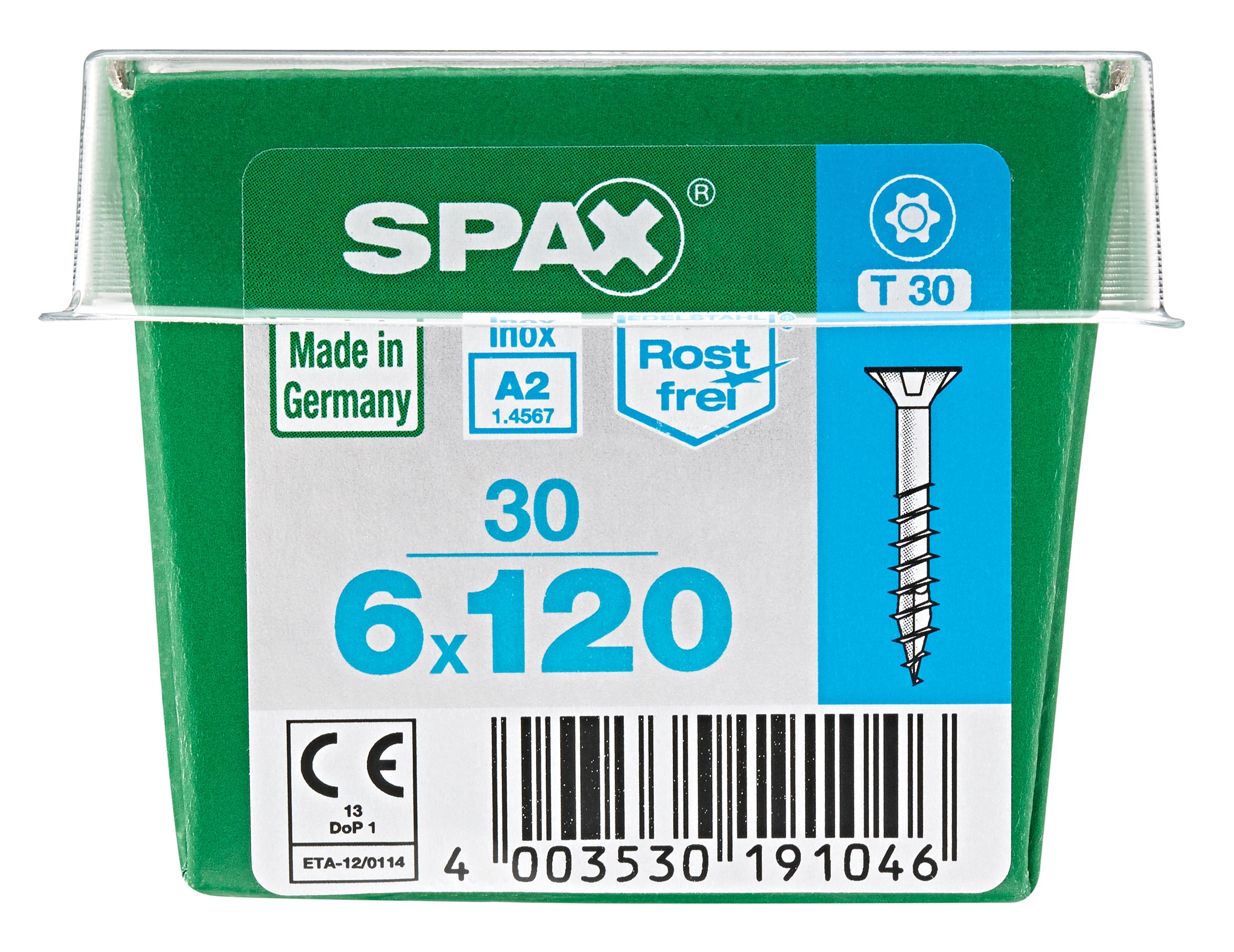PLANA SPAX T-STAR PLUS T30 A2 INOXIDABLE M-STK 30 UD.