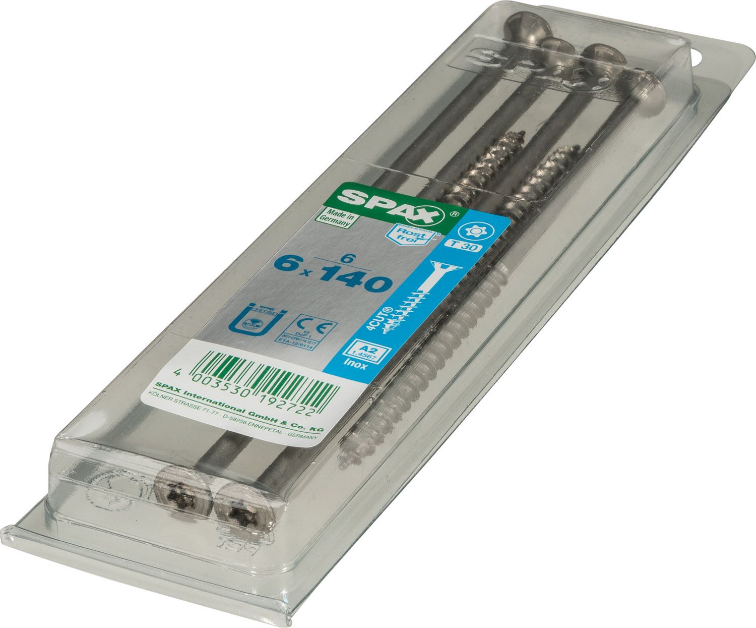 PLANA SPAX T-STAR PLUS T30 A2 INOXIDABLE M 6 UD.