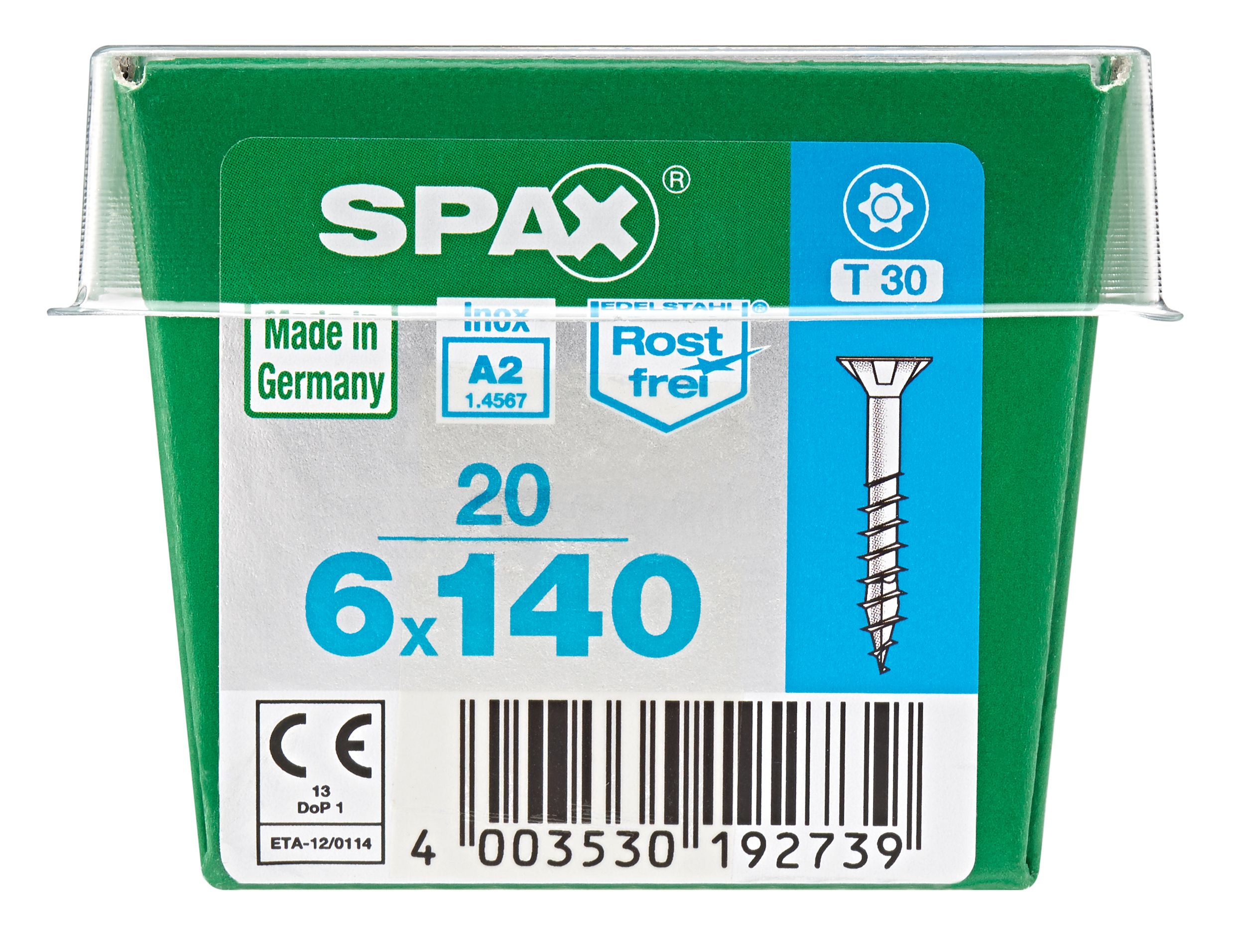 PLANA SPAX T-STAR PLUS T30 A2 INOXIDABLE M-STK 20 UD.