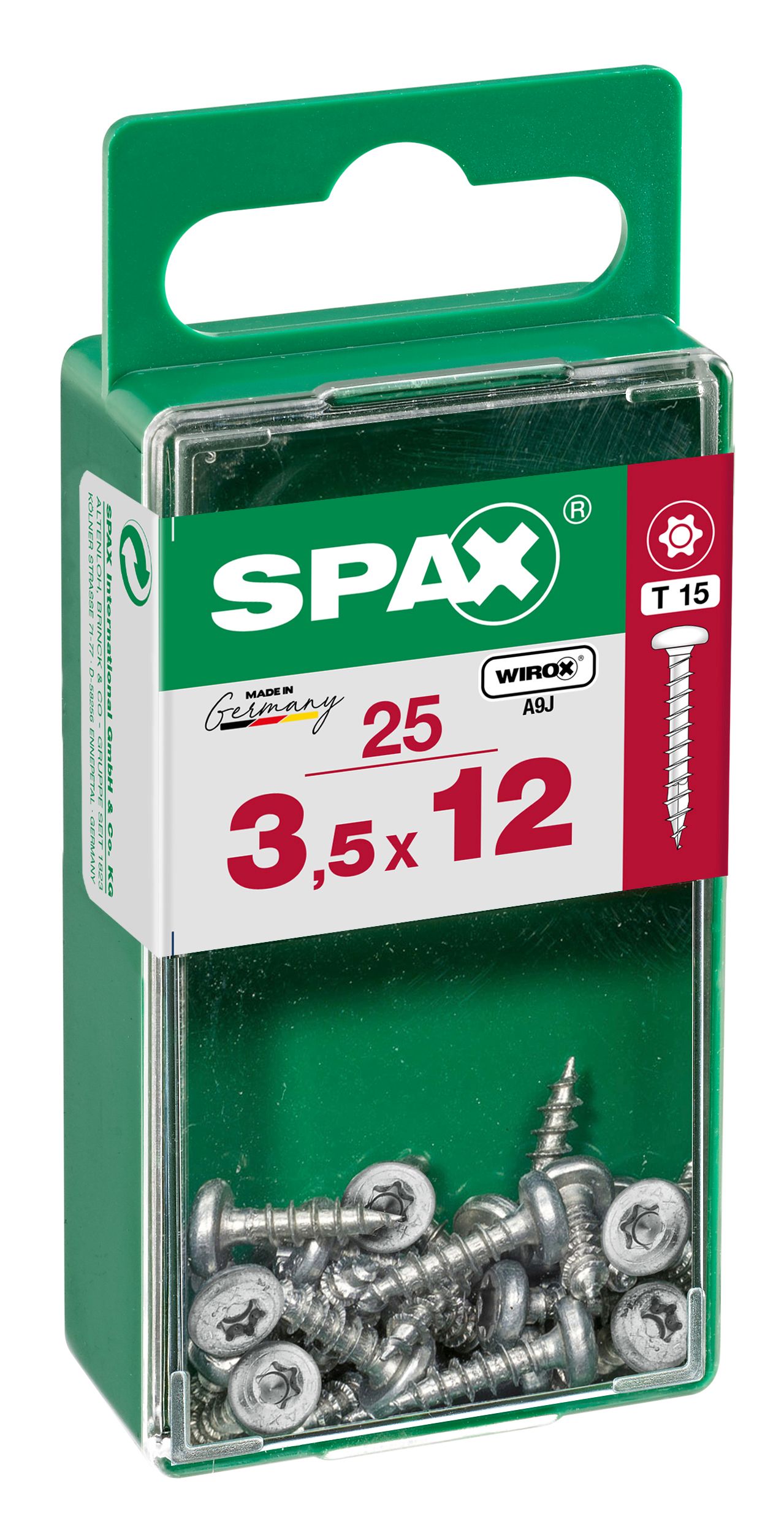 CABEZA REDONDA SPAX T15 WIROX S 25 UD.