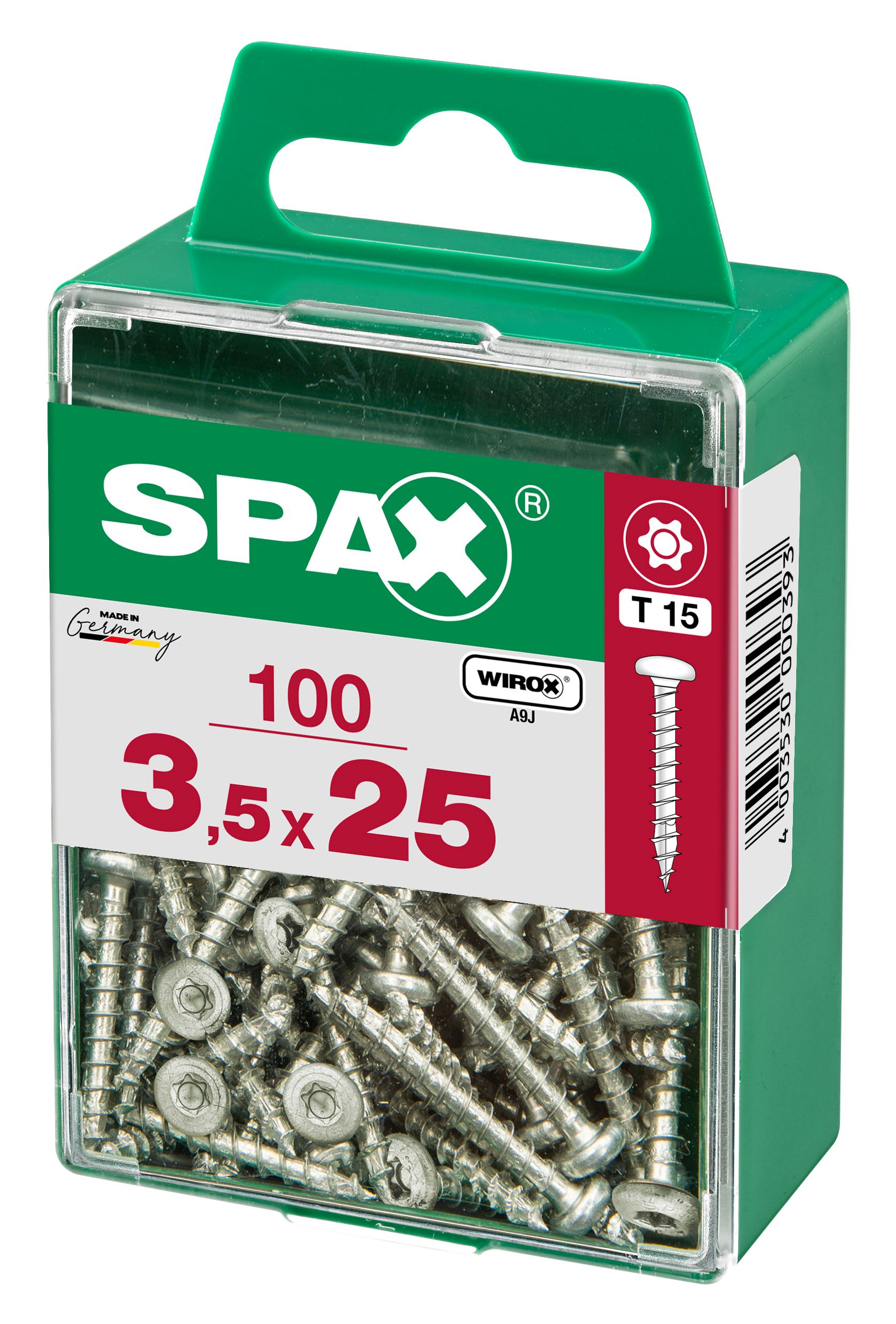 CABEZA REDONDA SPAX T15 WIROX M 100 UD.
