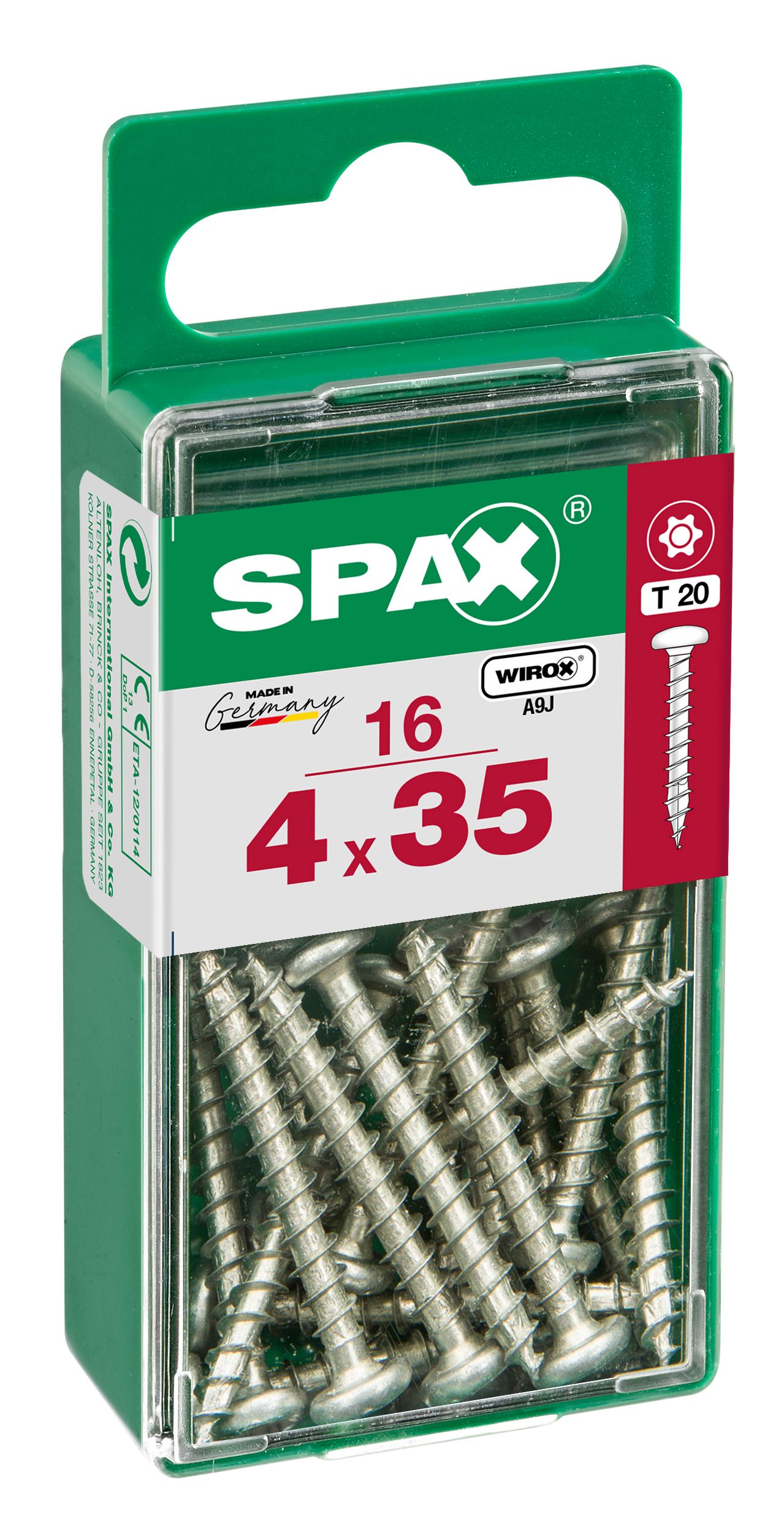CABEZA REDONDA SPAX T20 WIROX S 16 UD.