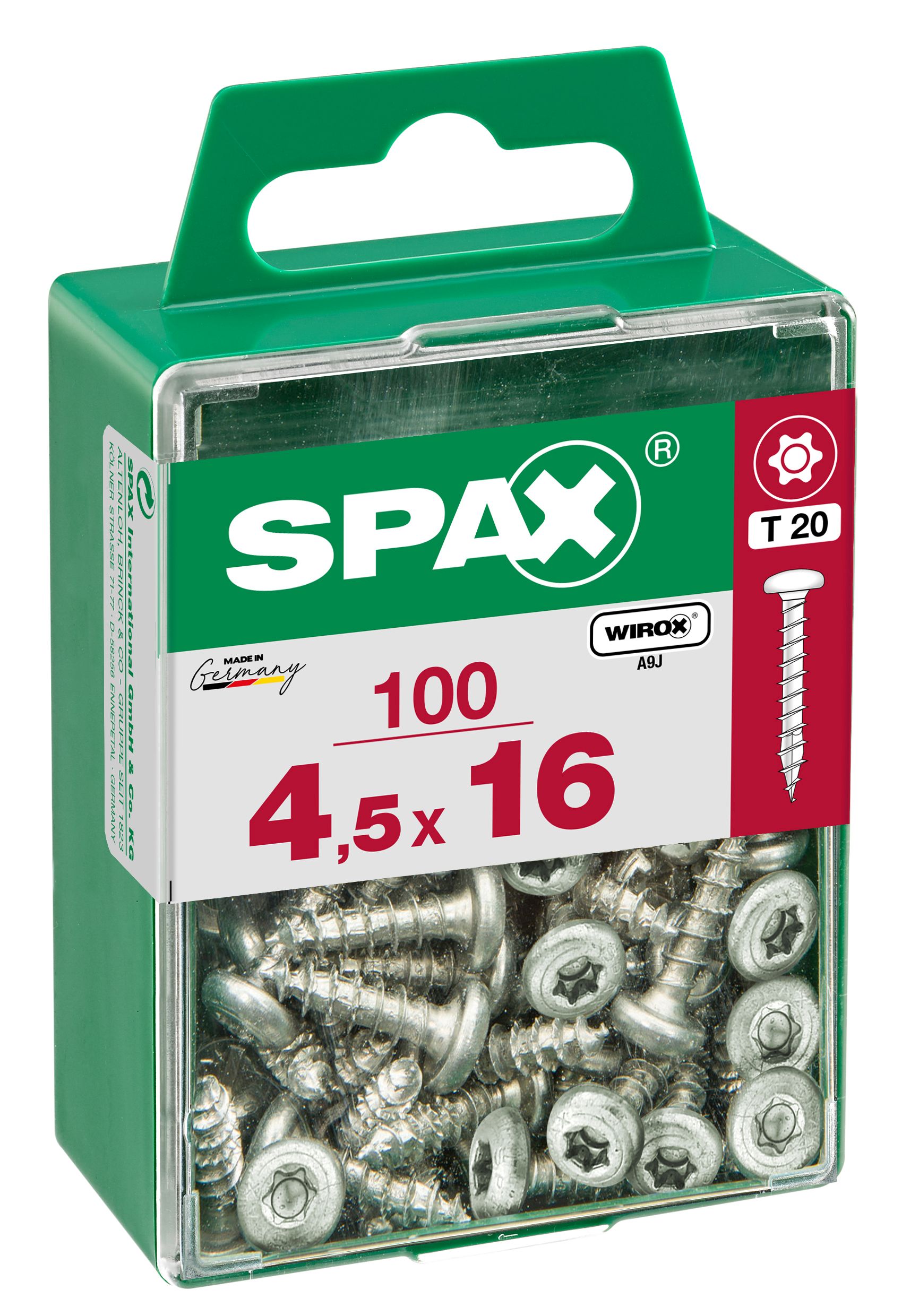 CABEZA REDONDA SPAX T20 WIROX M 100 UD.