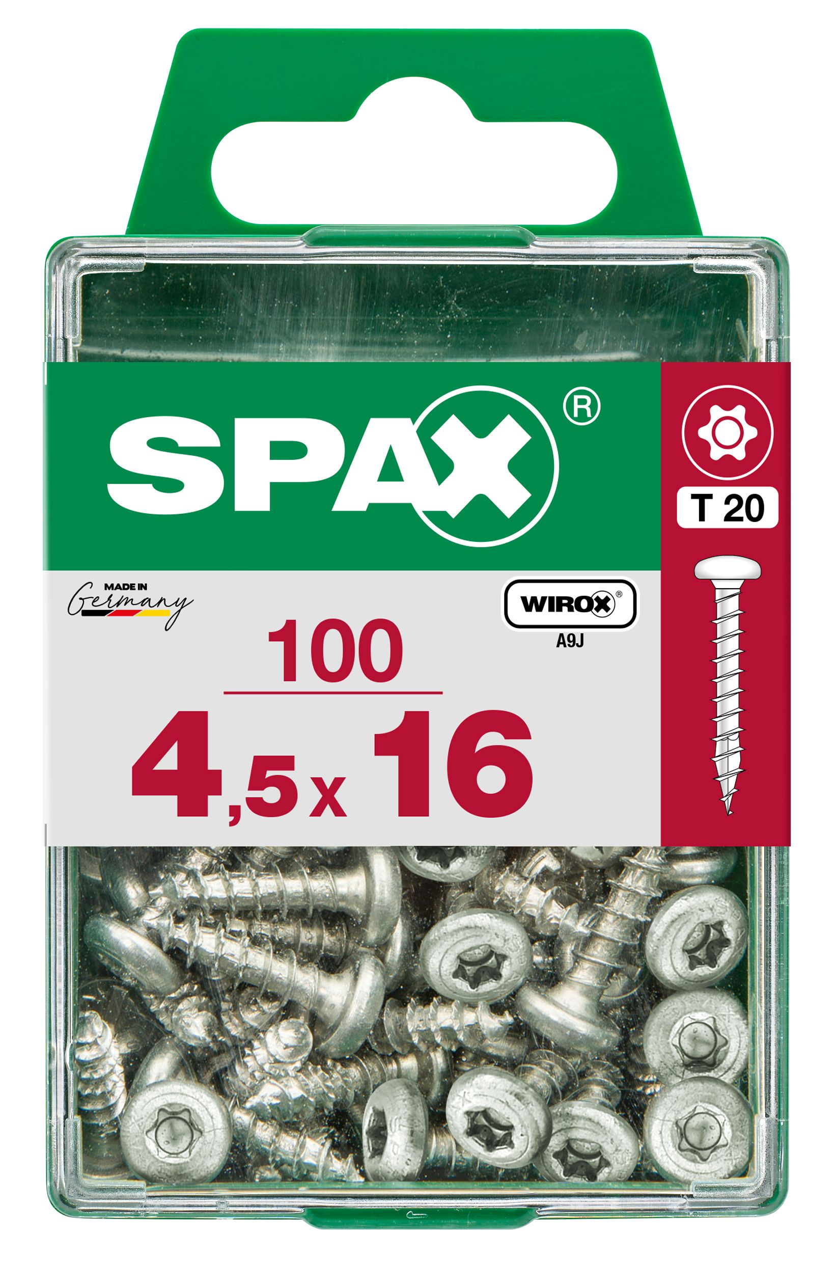 CABEZA REDONDA SPAX T20 WIROX M 100 UD.