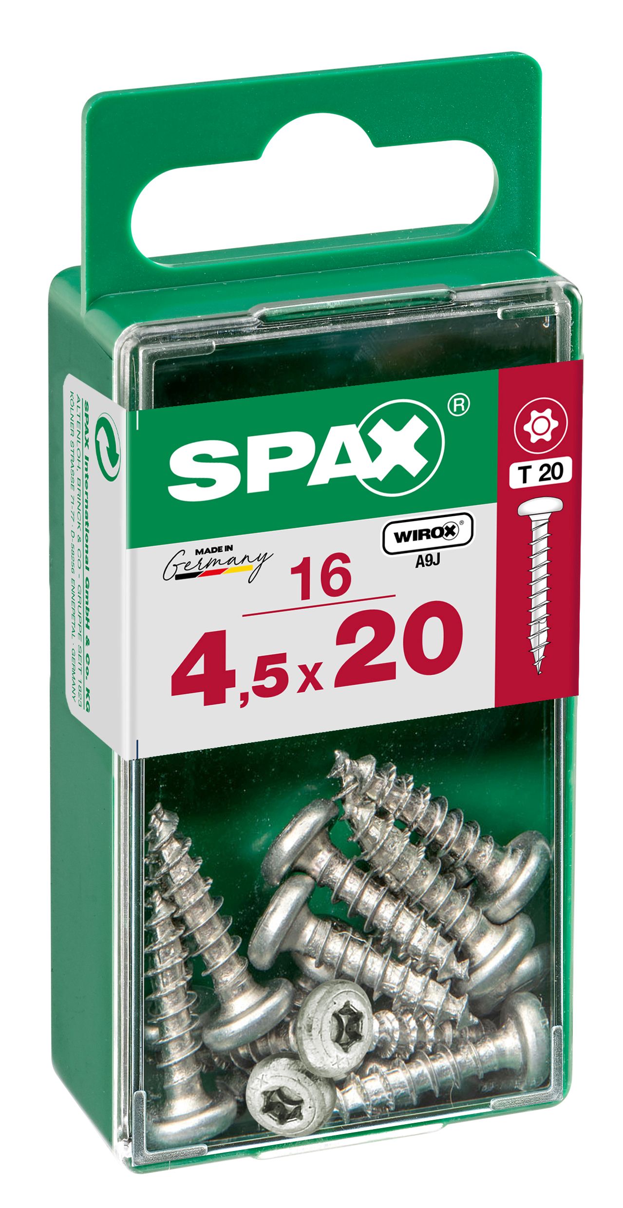 CABEZA REDONDA SPAX T20 WIROX S 16 UD.