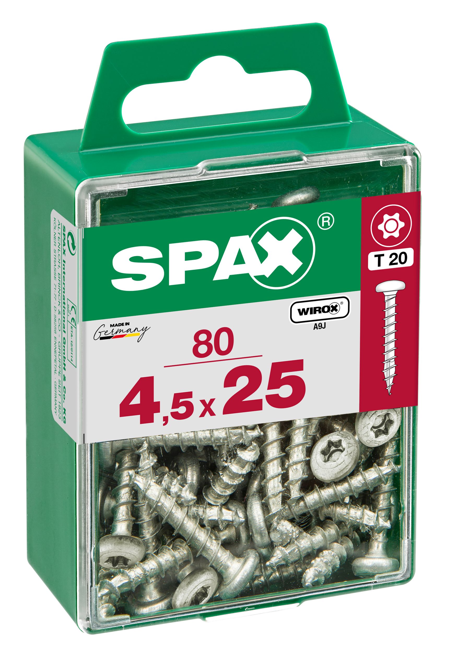 CABEZA REDONDA SPAX T20 WIROX M 80 UD.