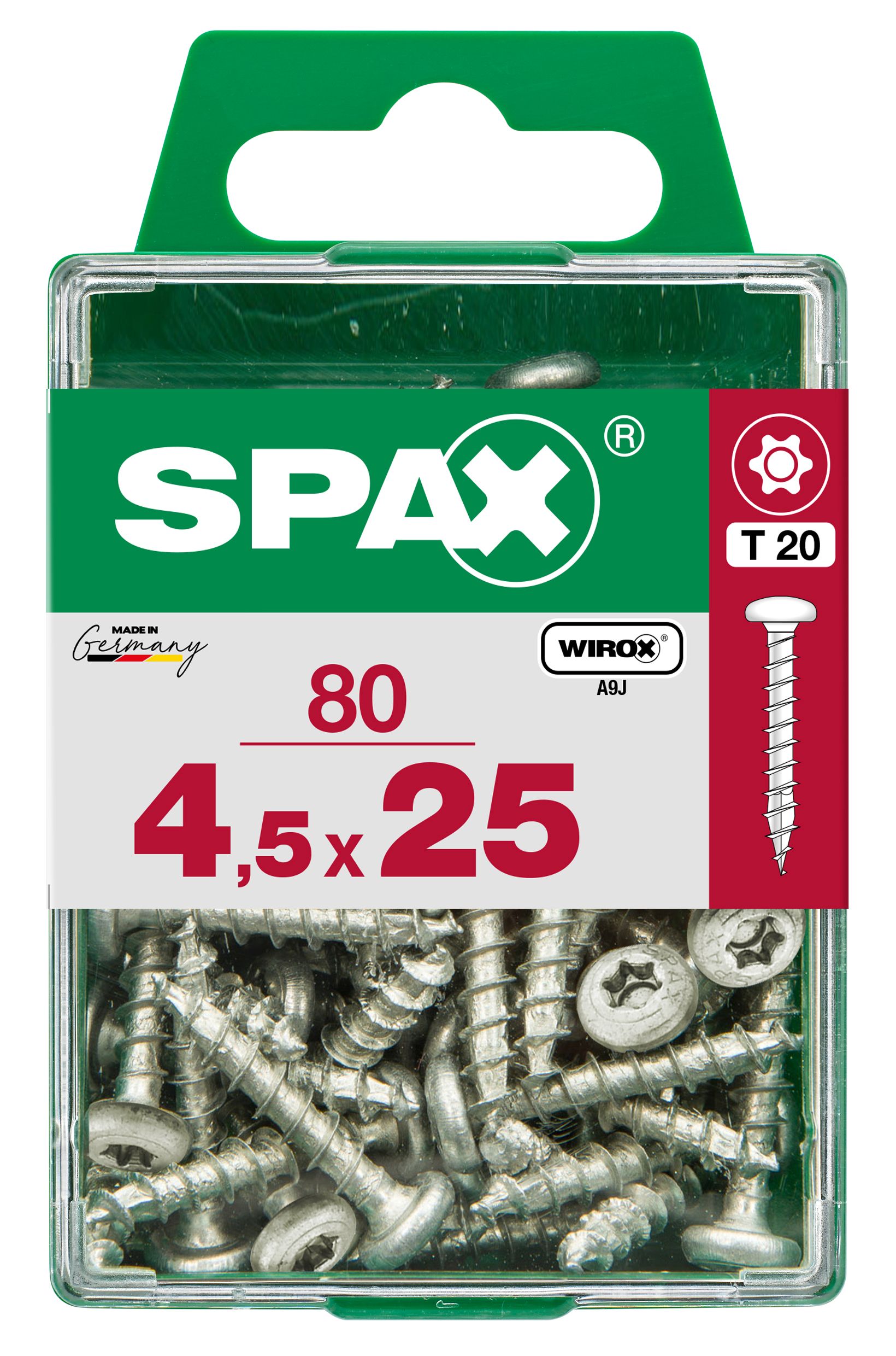 CABEZA REDONDA SPAX T20 WIROX M 80 UD.