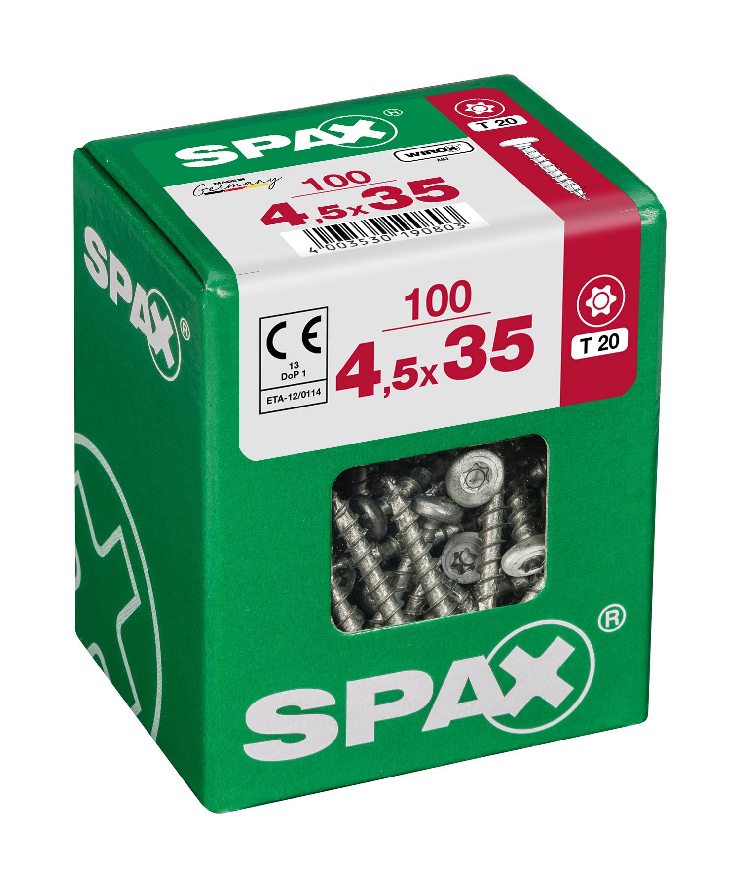 CABEZA REDONDA SPAX T20 WIROX L 100 UD.