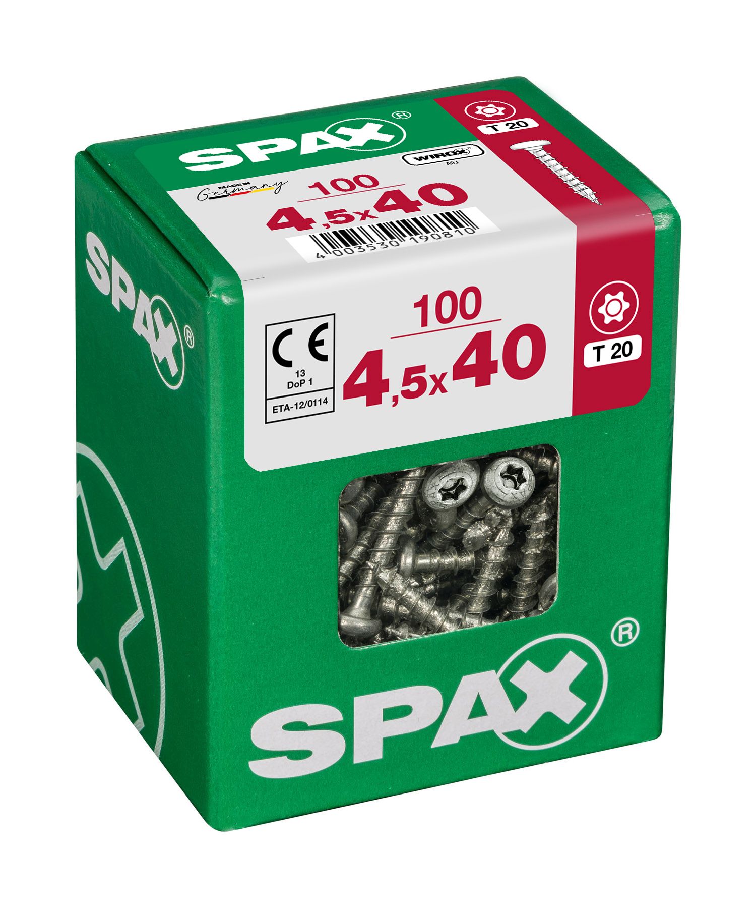 CABEZA REDONDA SPAX T20 WIROX L 100 UD.