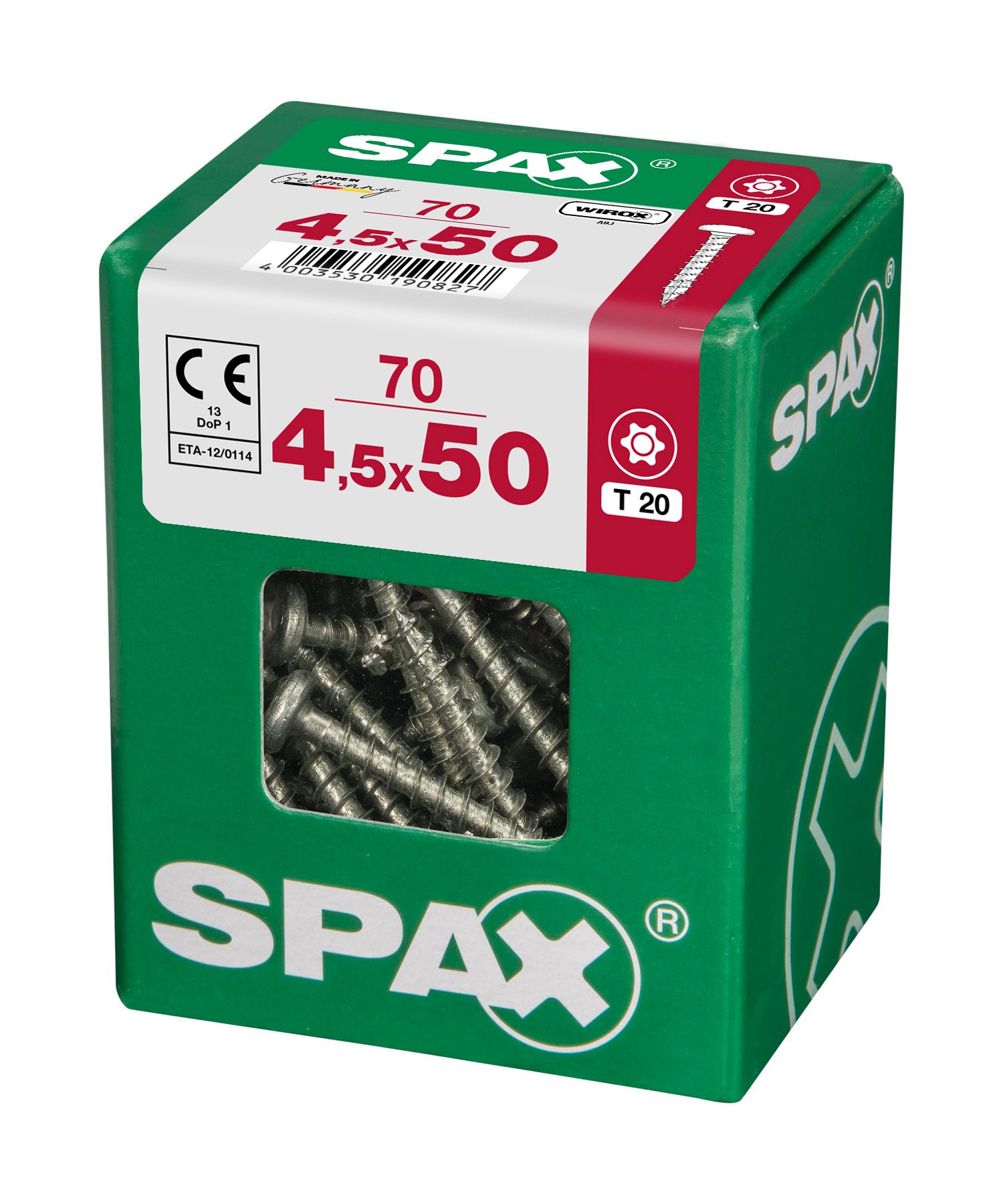 CABEZA REDONDA SPAX T20 WIROX L 70 UD.