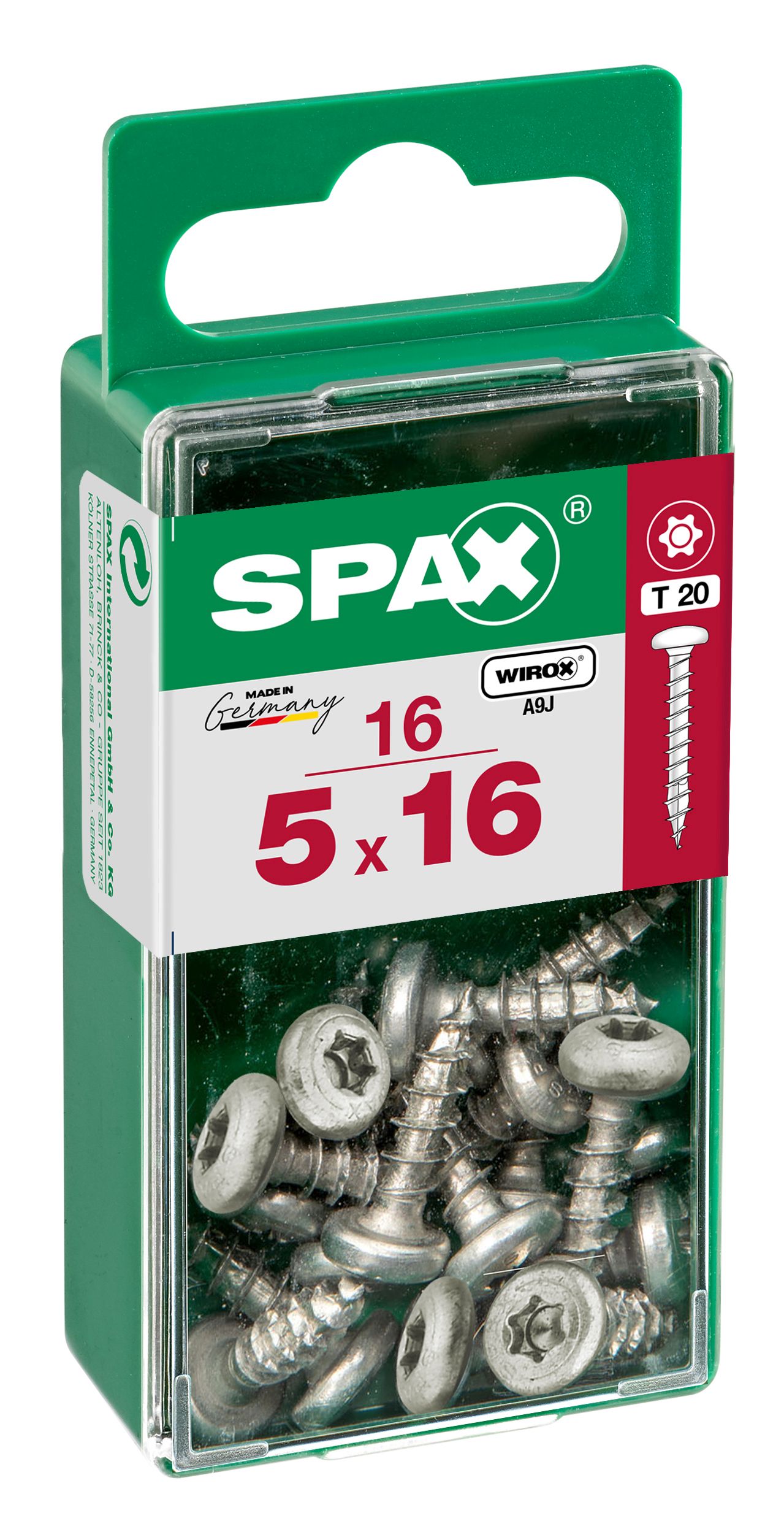 CABEZA REDONDA SPAX T20 WIROX S 16 UD.