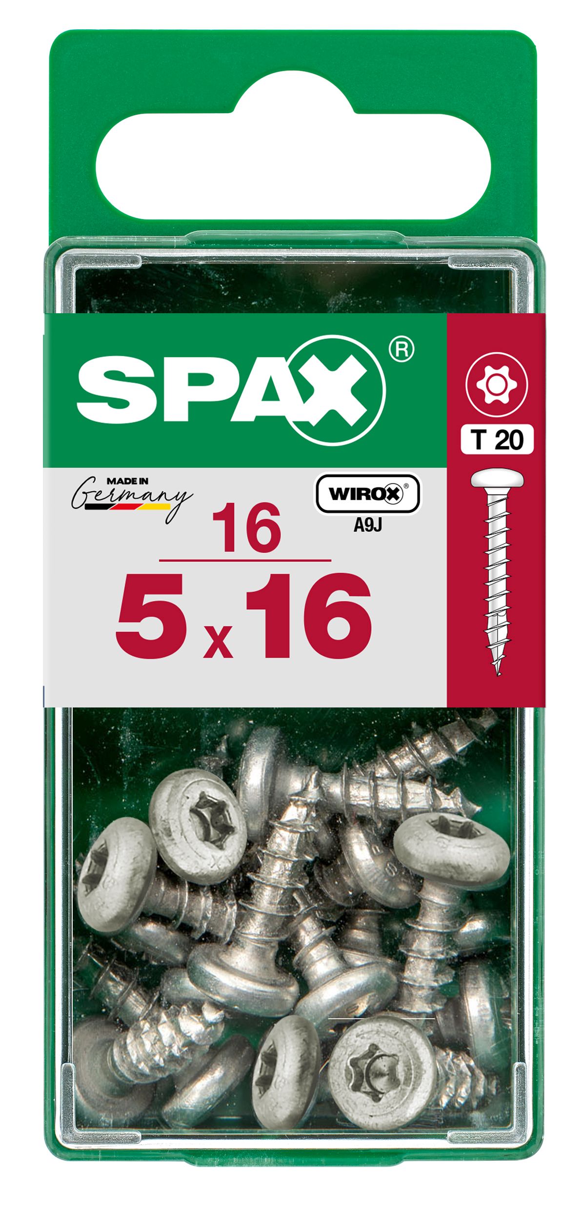 CABEZA REDONDA SPAX T20 WIROX S 16 UD.