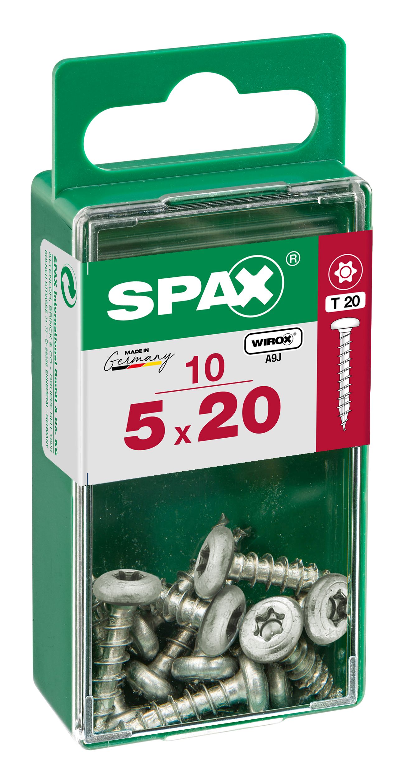 CABEZA REDONDA SPAX T20 WIROX S 10 UD.