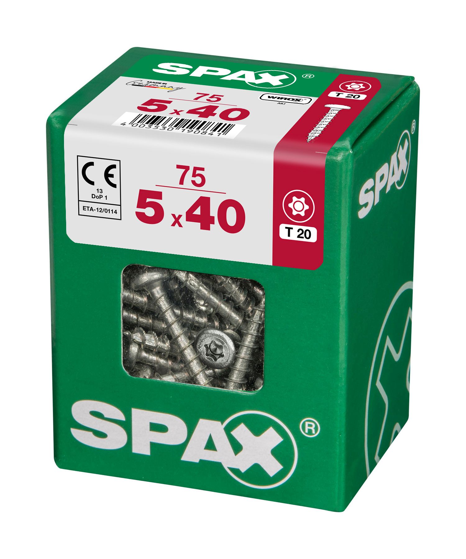 CABEZA REDONDA SPAX T20 WIROX L 75 UD.