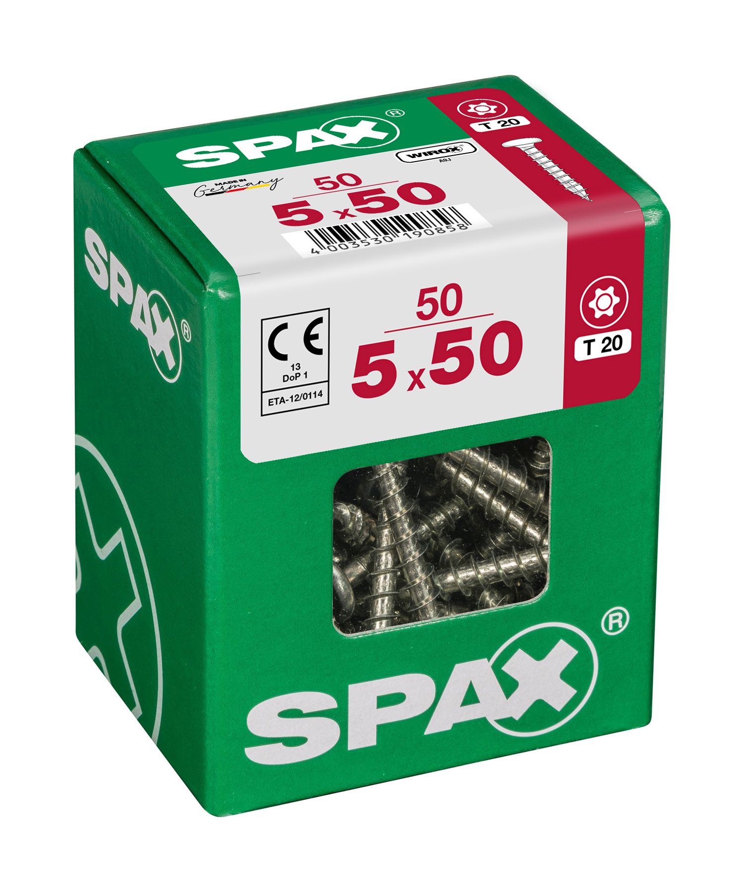 CABEZA REDONDA SPAX T20 WIROX L 50 UD.