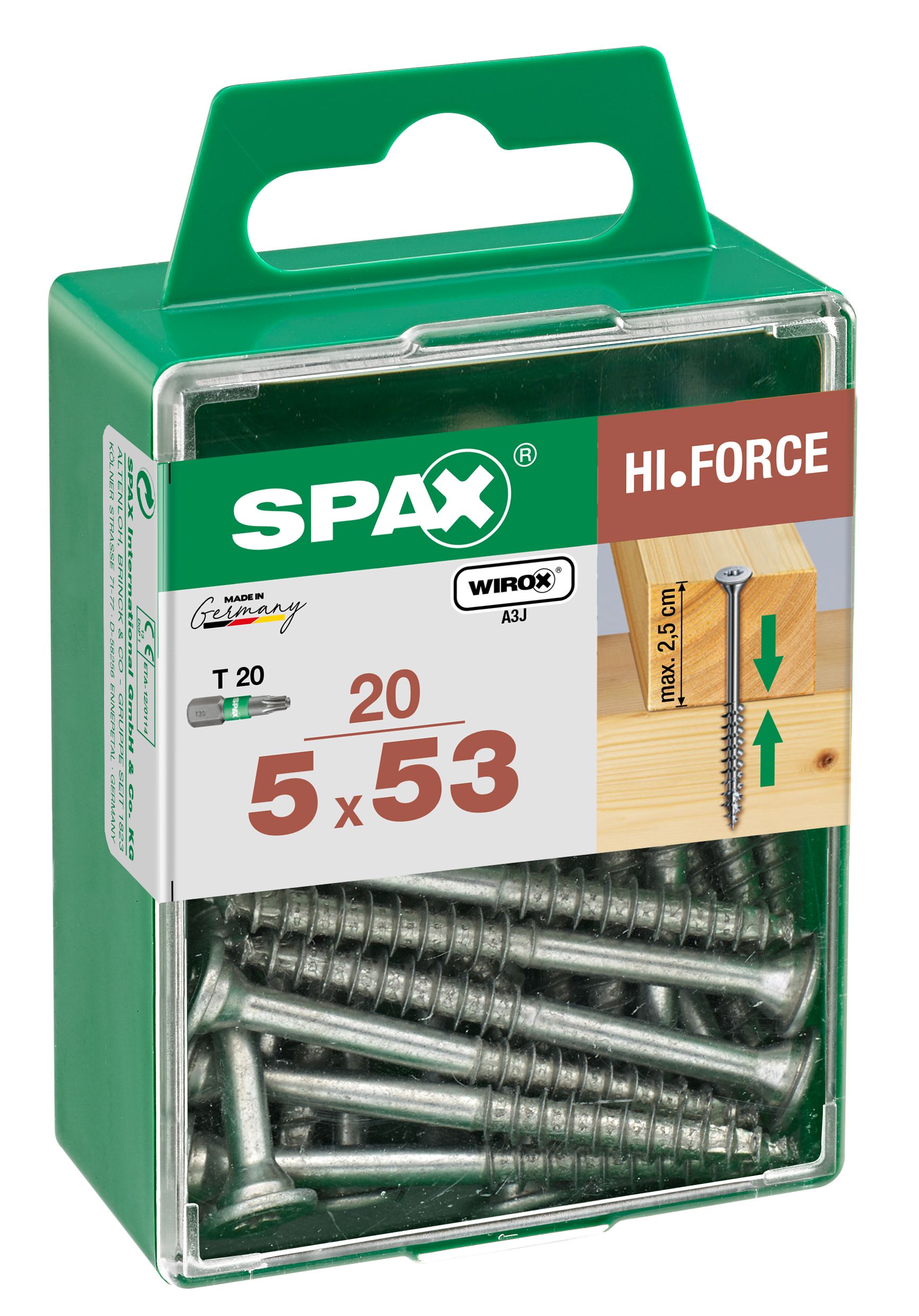 SPAX HI.FORCE T-STAR PLUS T20 WIROX M 20 UD.