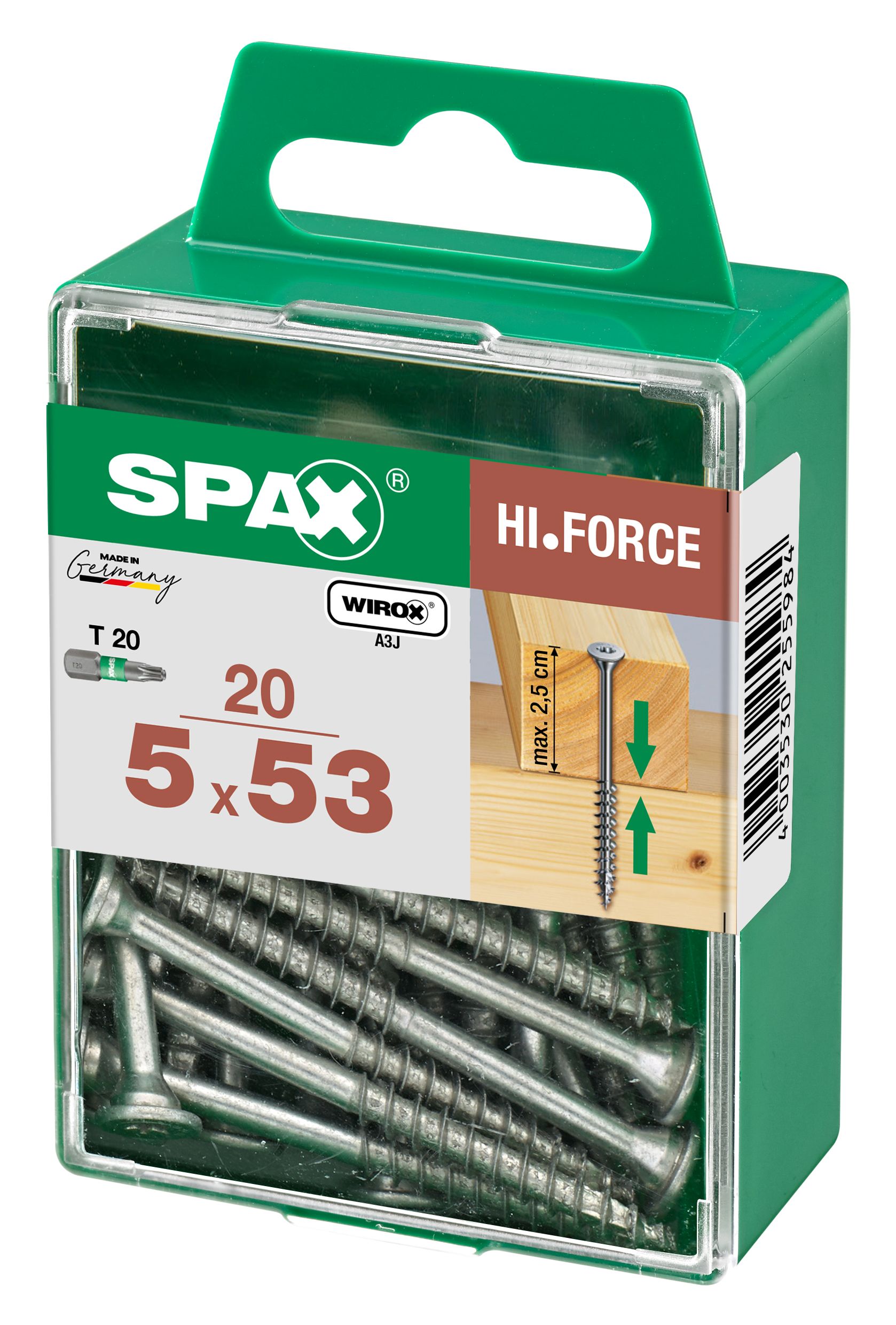 SPAX HI.FORCE T-STAR PLUS T20 WIROX M 20 UD.