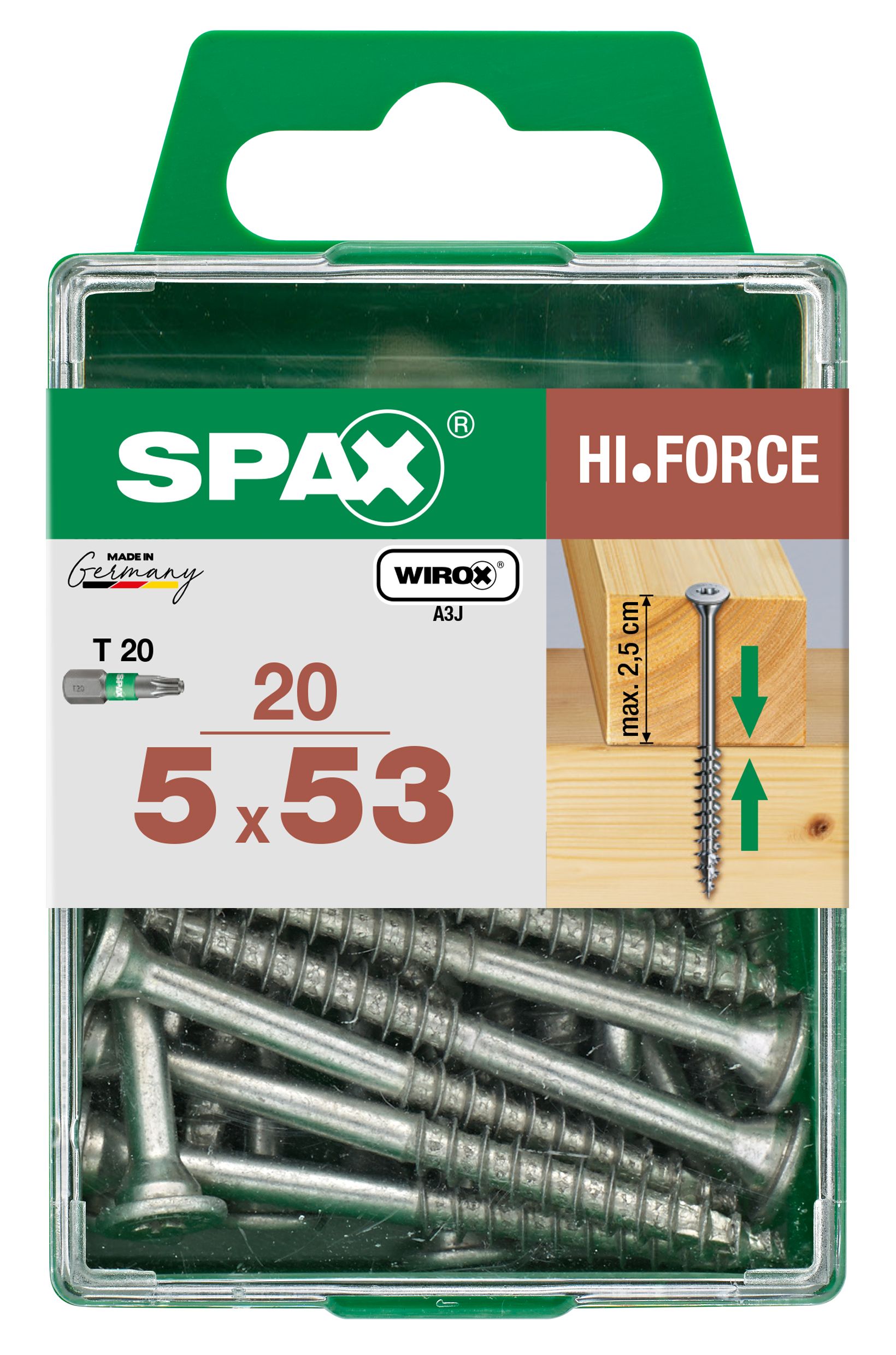 SPAX HI.FORCE T-STAR PLUS T20 WIROX M 20 UD.