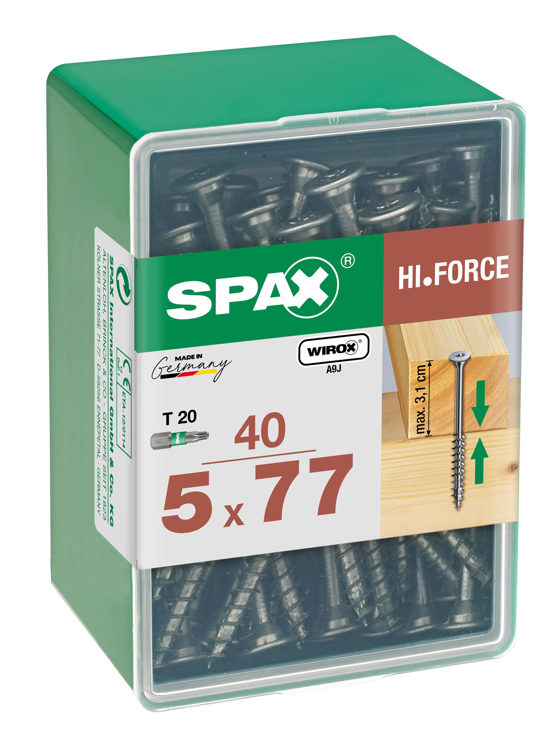 SPAX HI.FORCE T-STAR PLUS T20 WIROX LP 40 UD.