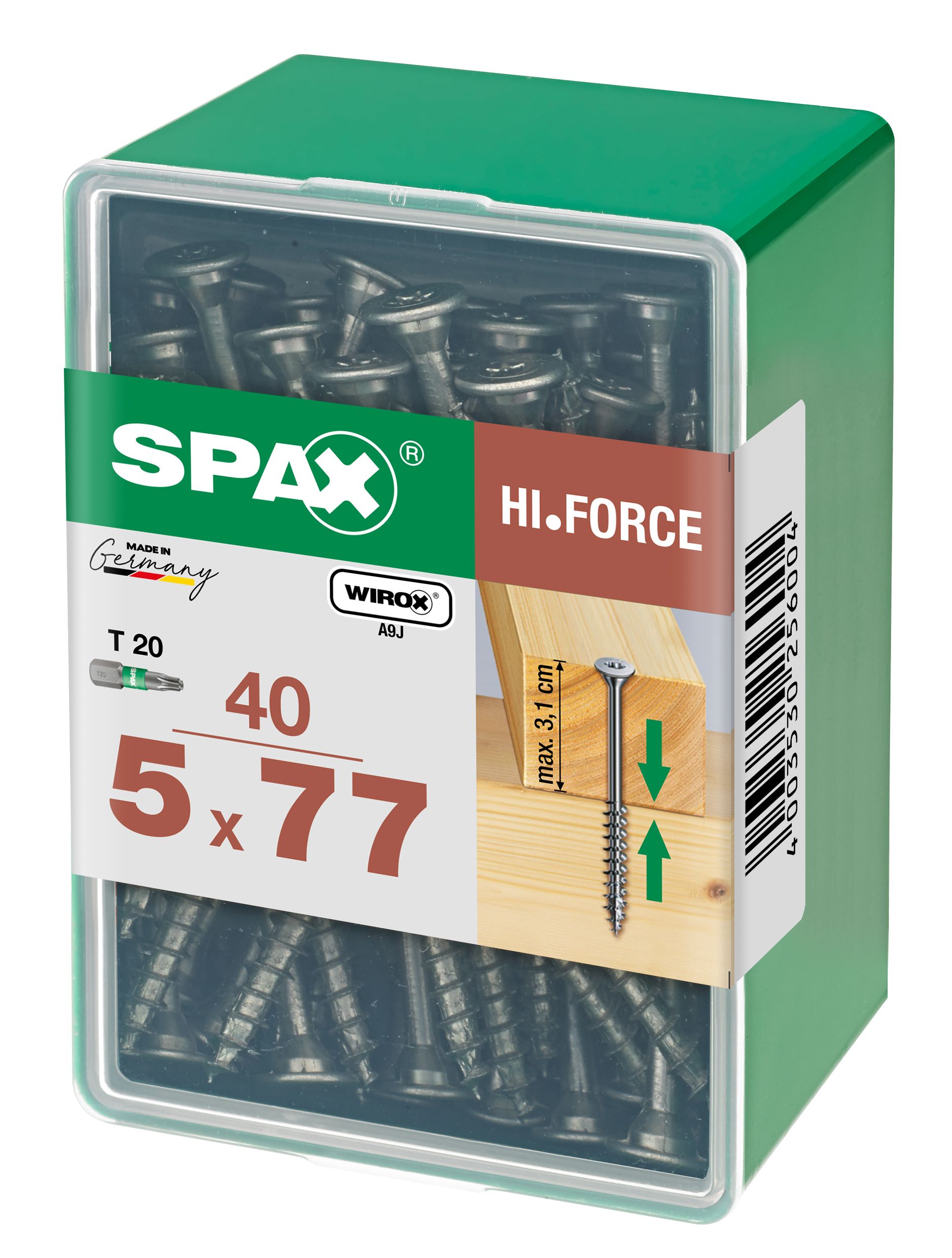 SPAX HI.FORCE T-STAR PLUS T20 WIROX LP 40 UD.