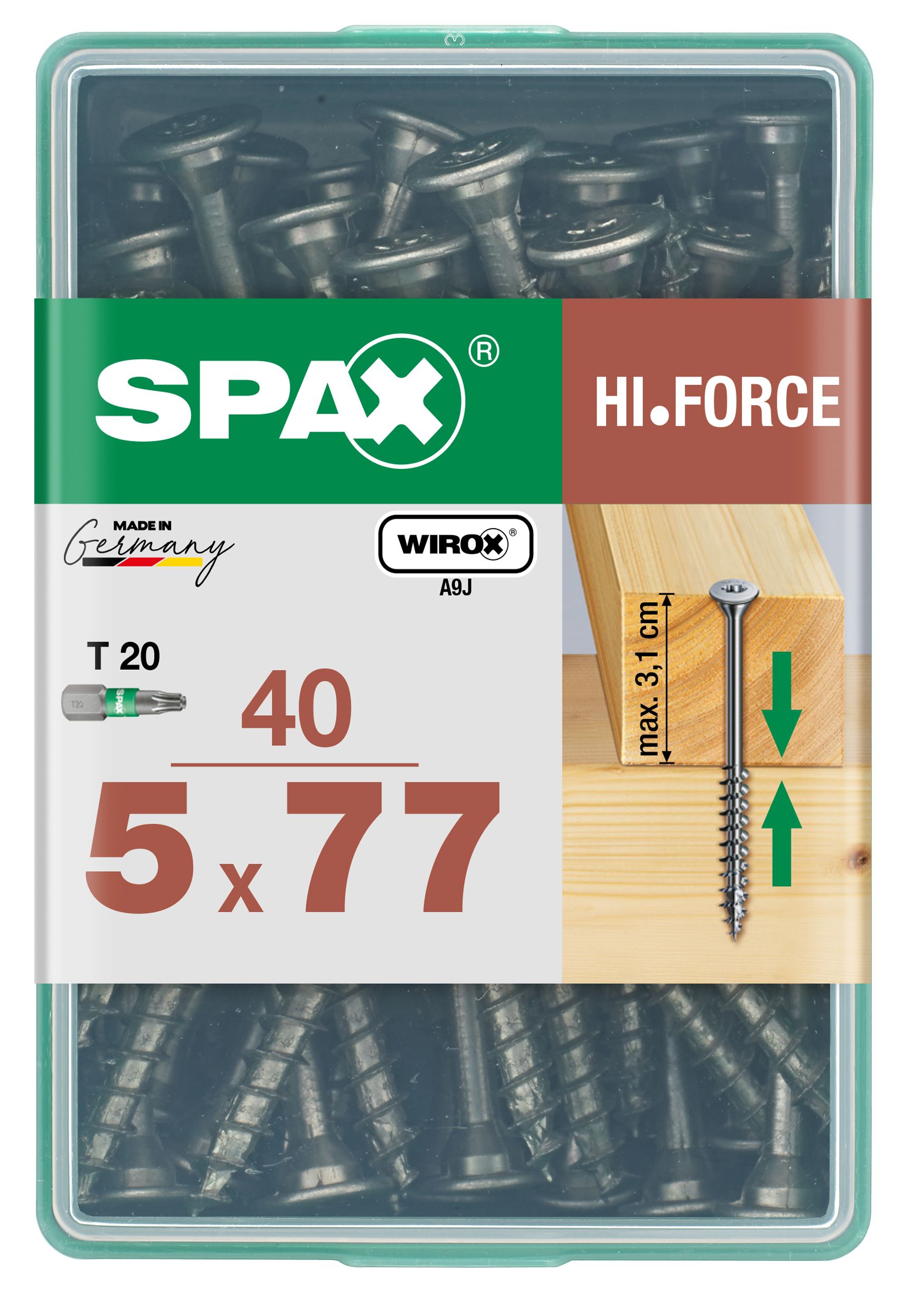 SPAX HI.FORCE T-STAR PLUS T20 WIROX LP 40 UD.