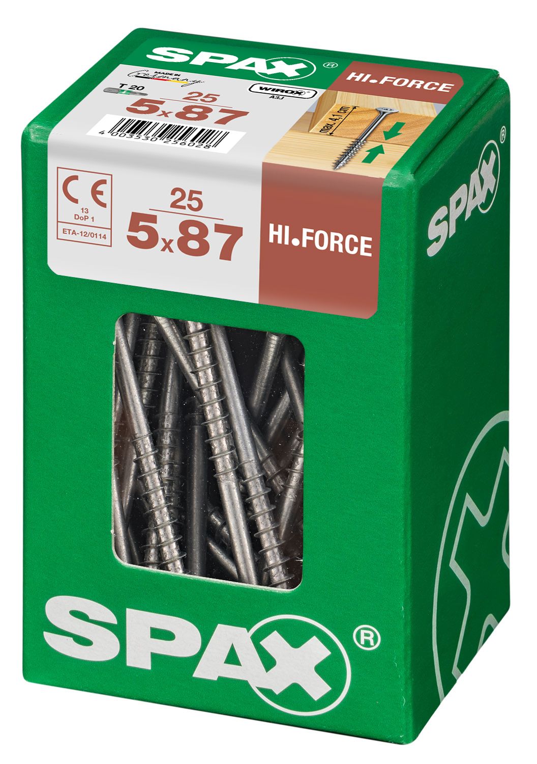 SPAX HI.FORCE T-STAR PLUS T20 WIROX L 25 UD.