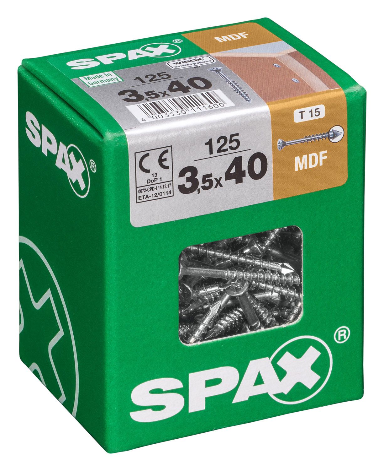SPAX MDF T-STAR PLUS T15 WIROX L 125 UD.