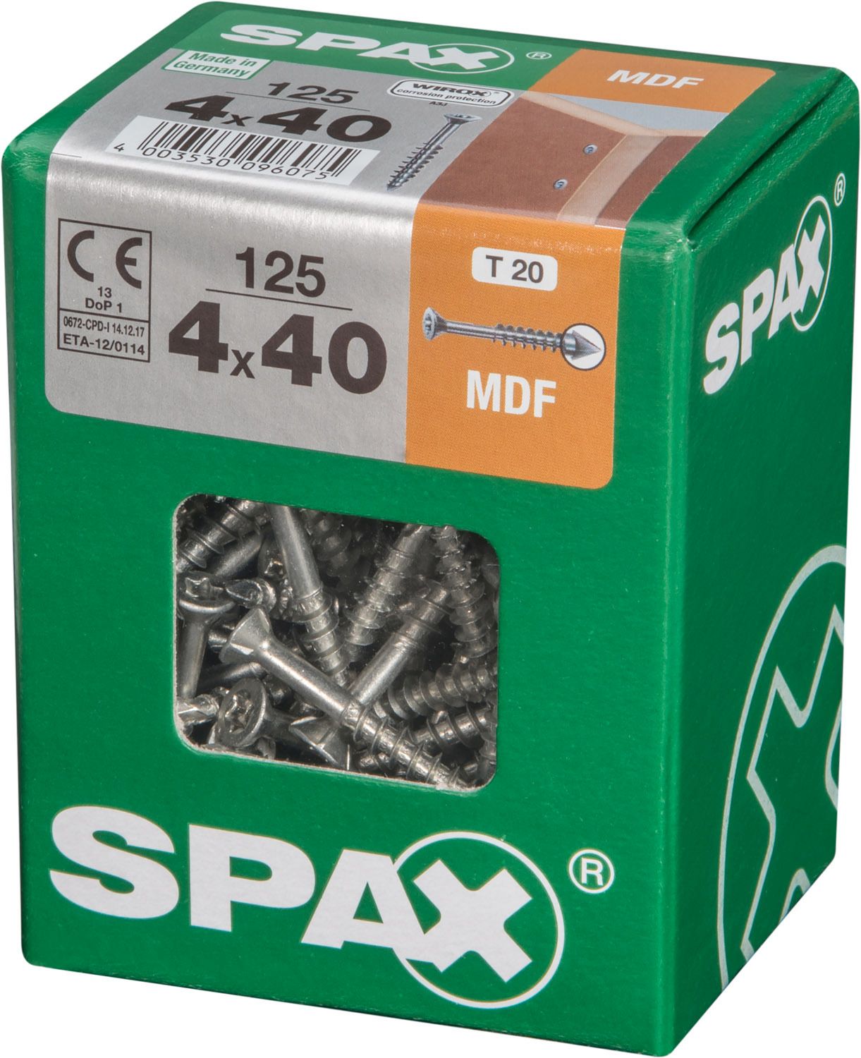 SPAX MDF T-STAR PLUS T20 WIROX L 125 UD.