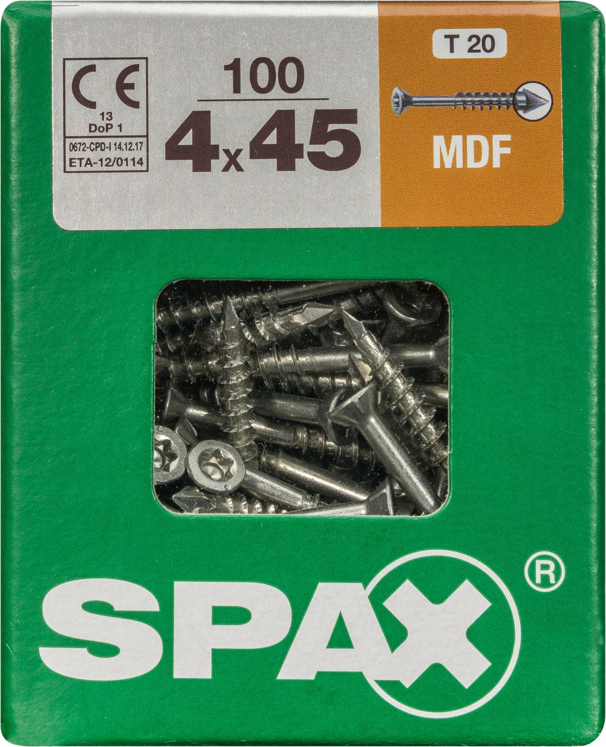 SPAX MDF T-STAR PLUS T20 WIROX L 100 UD.