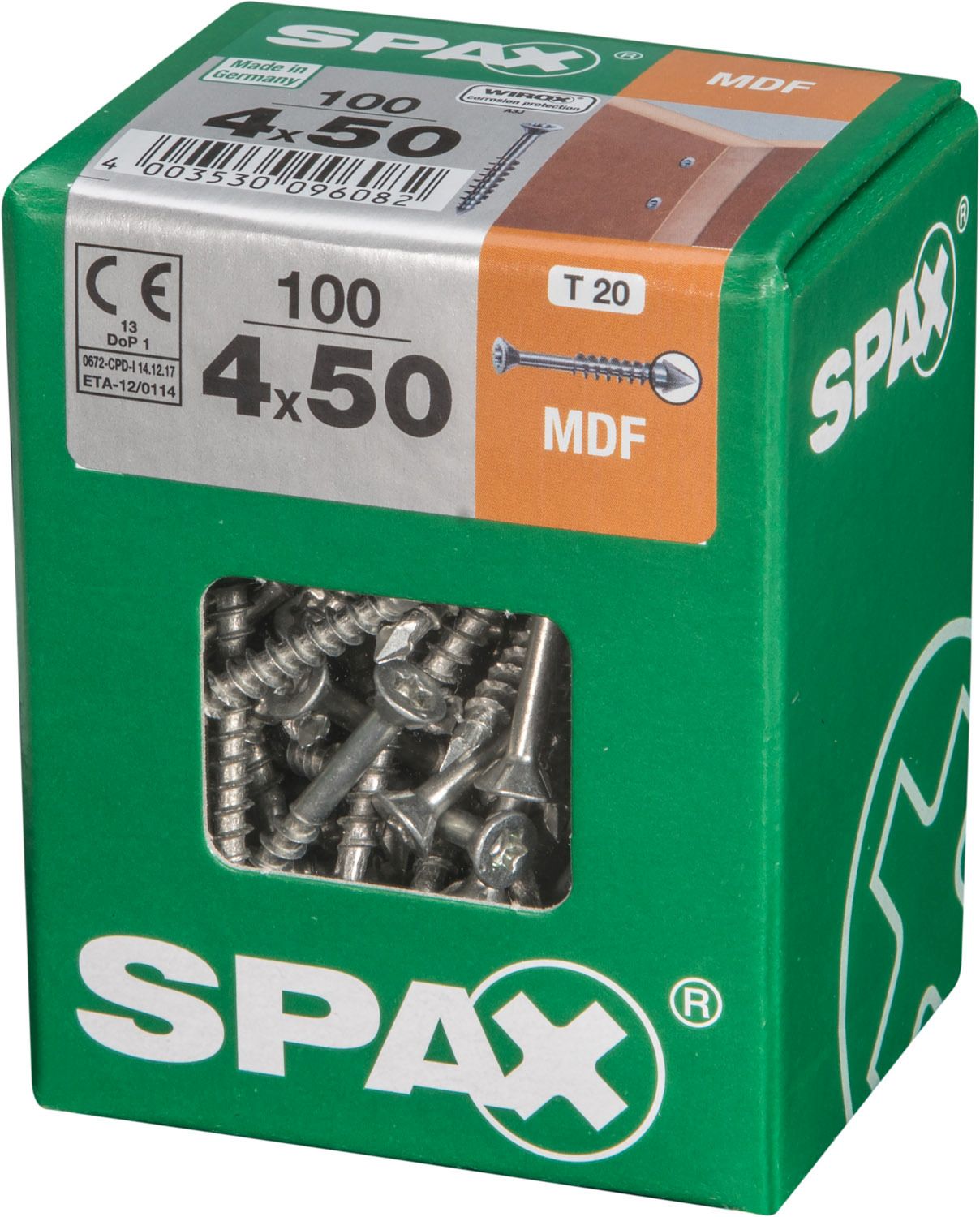 SPAX MDF T-STAR PLUS T20 WIROX L 100 UD.