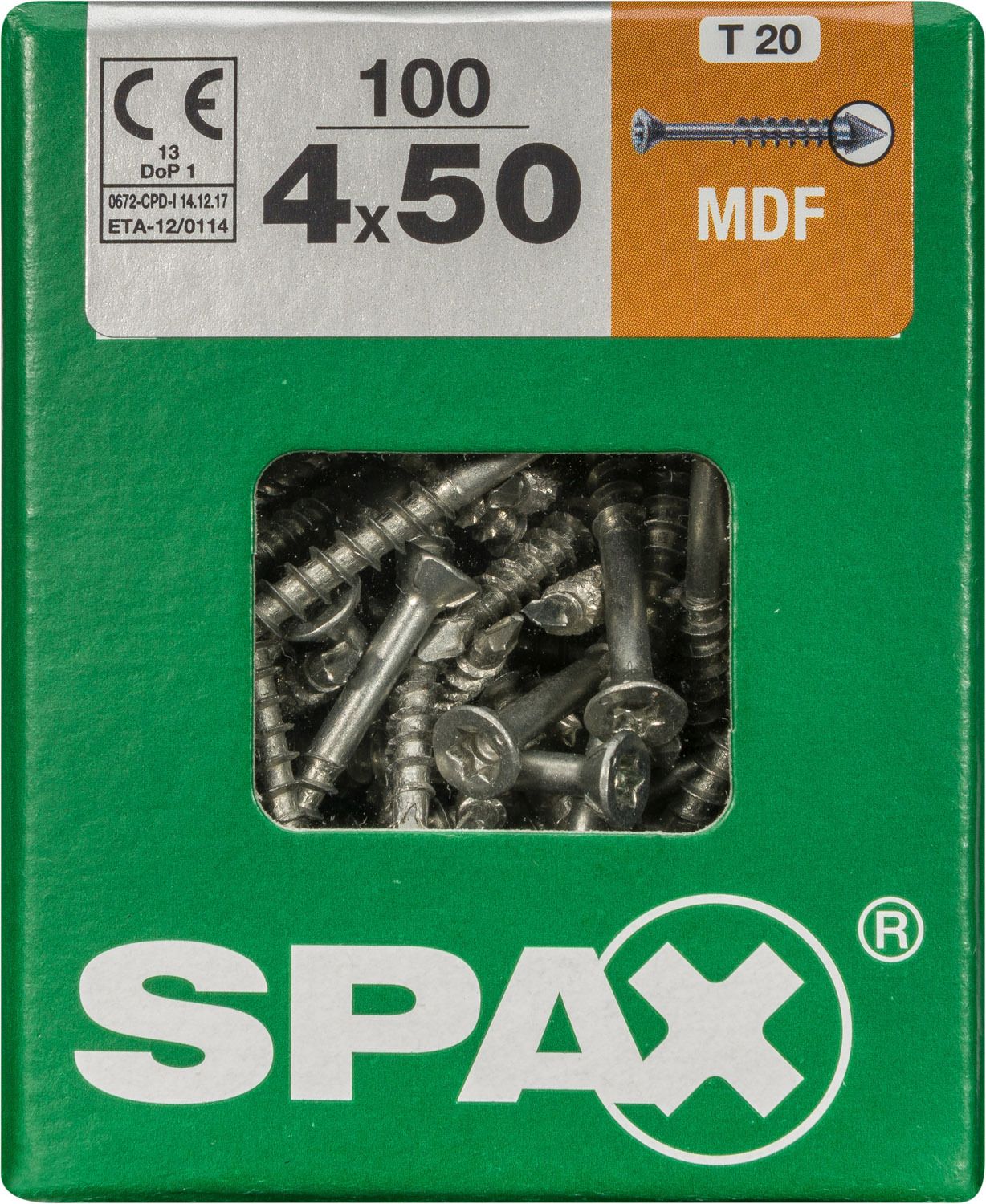 SPAX MDF T-STAR PLUS T20 WIROX L 100 UD.