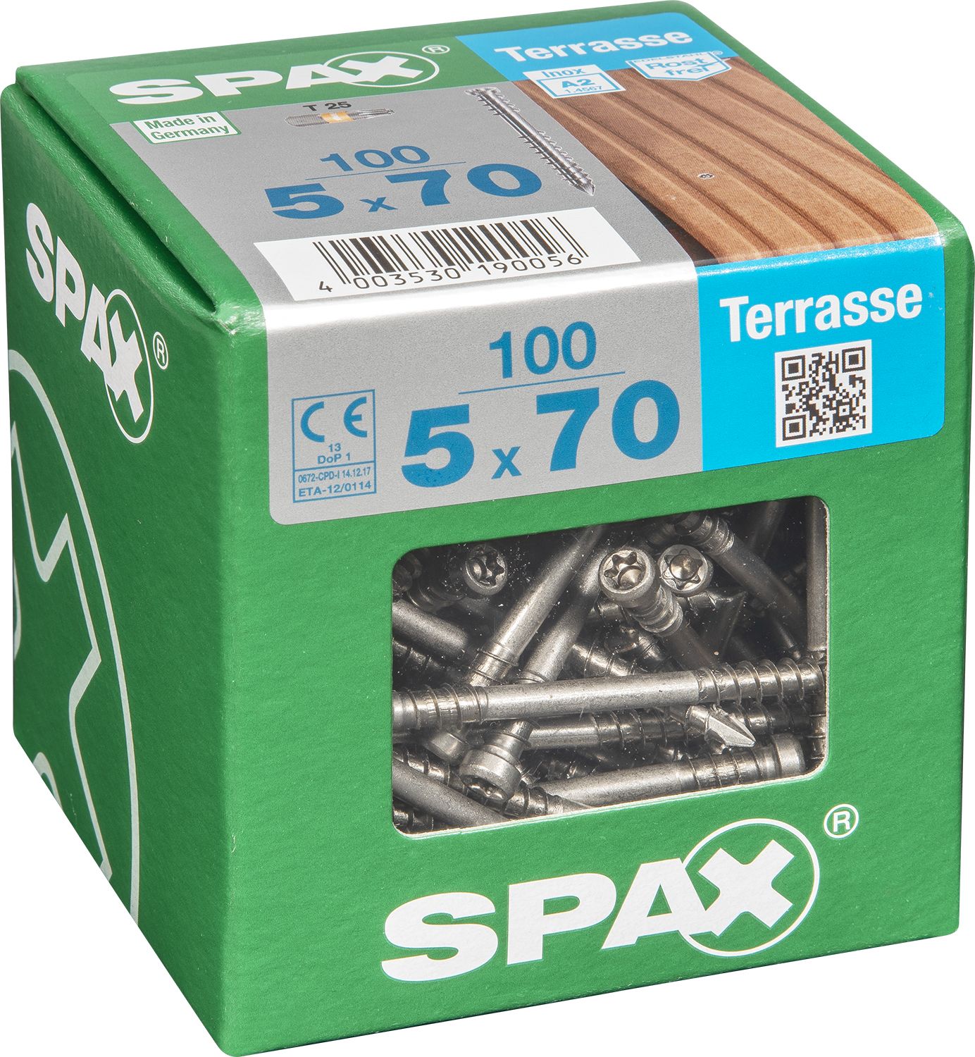 TERRAZA SPAX T-STAR PLUS T25 A2 INOXIDABLE XXL 100 UD.
