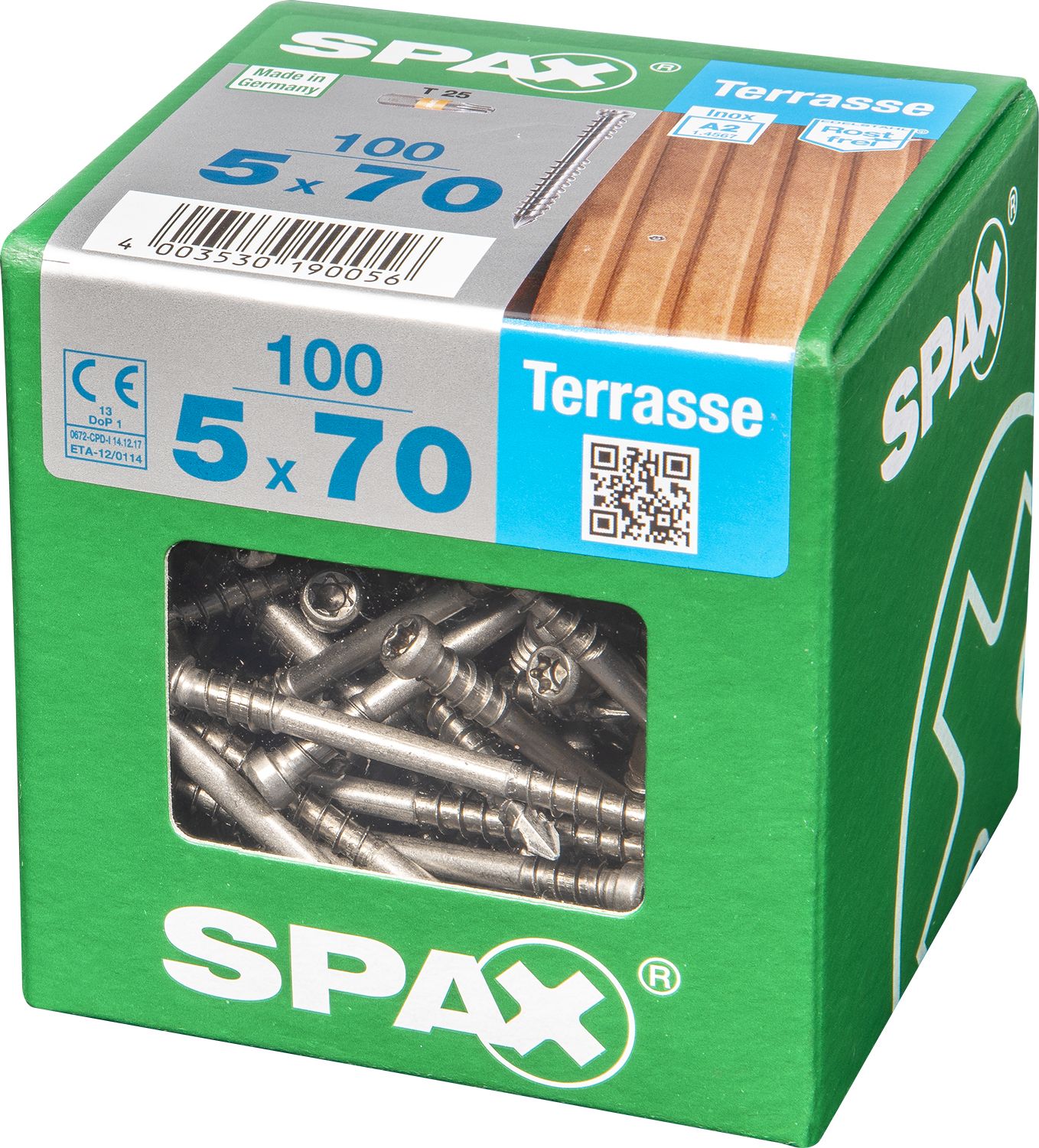 TERRAZA SPAX T-STAR PLUS T25 A2 INOXIDABLE XXL 100 UD.