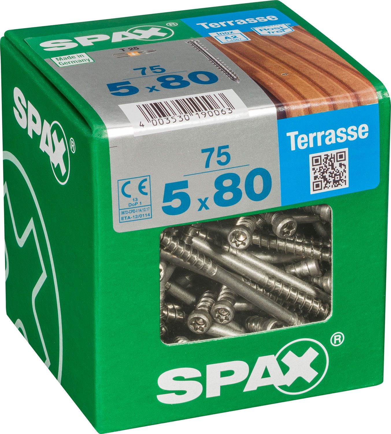 TERRAZA SPAX T-STAR PLUS T25 A2 INOXIDABLE XXL 75 UD.