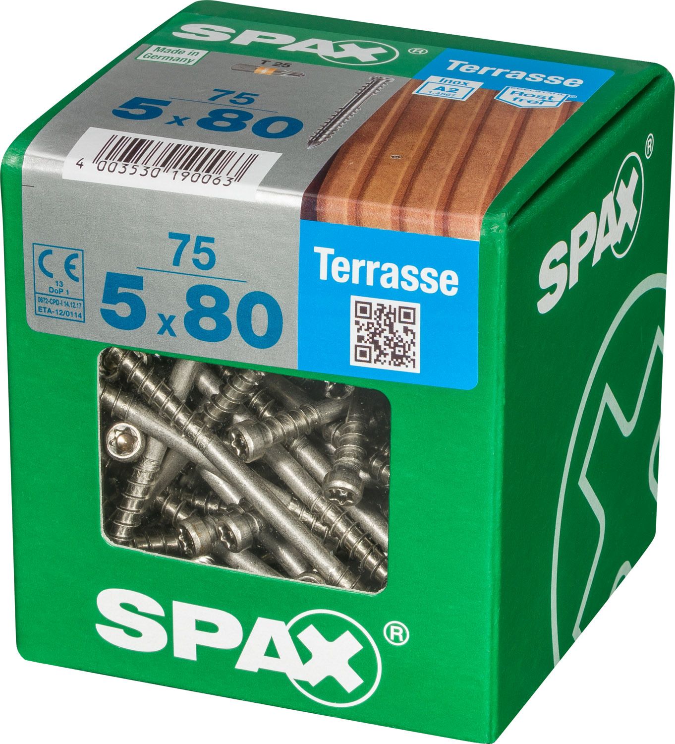 TERRAZA SPAX T-STAR PLUS T25 A2 INOXIDABLE XXL 75 UD.