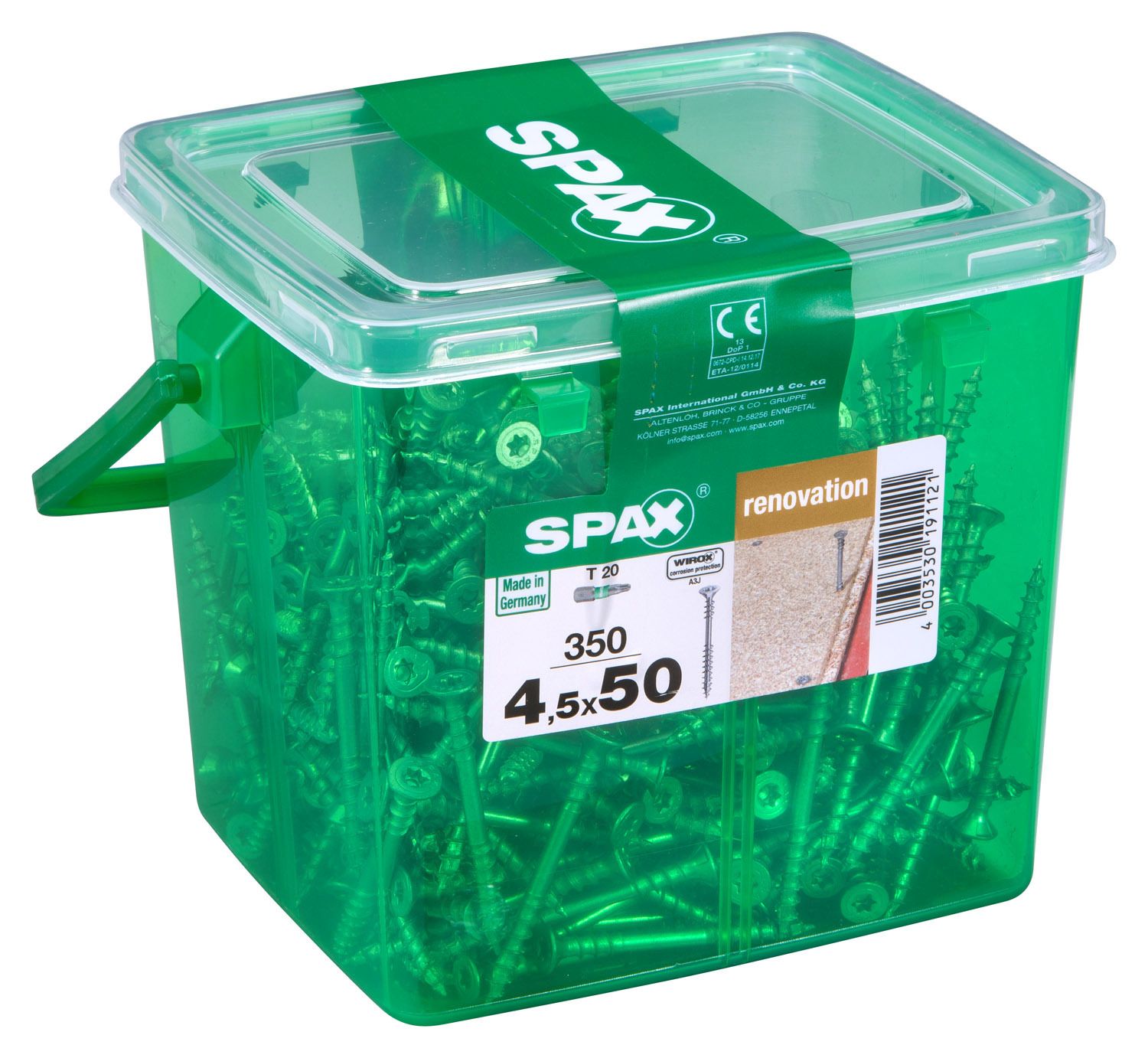 FIJACIÓN SPAX T-STAR PLUS T20 WIROX CAJA DE PLÁSTICO CON ASA M 350 UD.