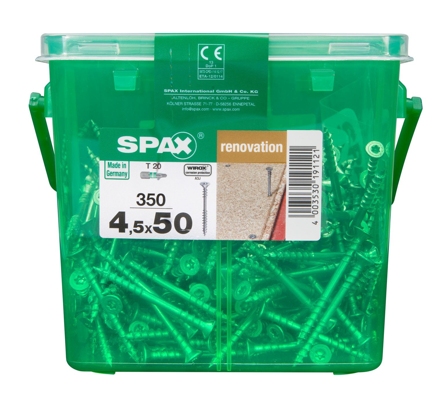 FIJACIÓN SPAX T-STAR PLUS T20 WIROX CAJA DE PLÁSTICO CON ASA M 350 UD.
